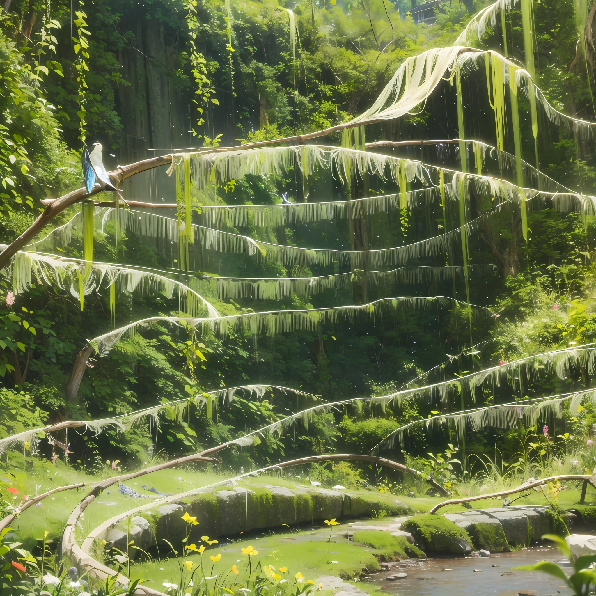 Outside the long pavilion, on the side of the ancient road, the green strings, repeatedly plucked, the thousand-year-old silk is as thin as the wings of a cicada, floating in the air, unable to settle --auto --s2
