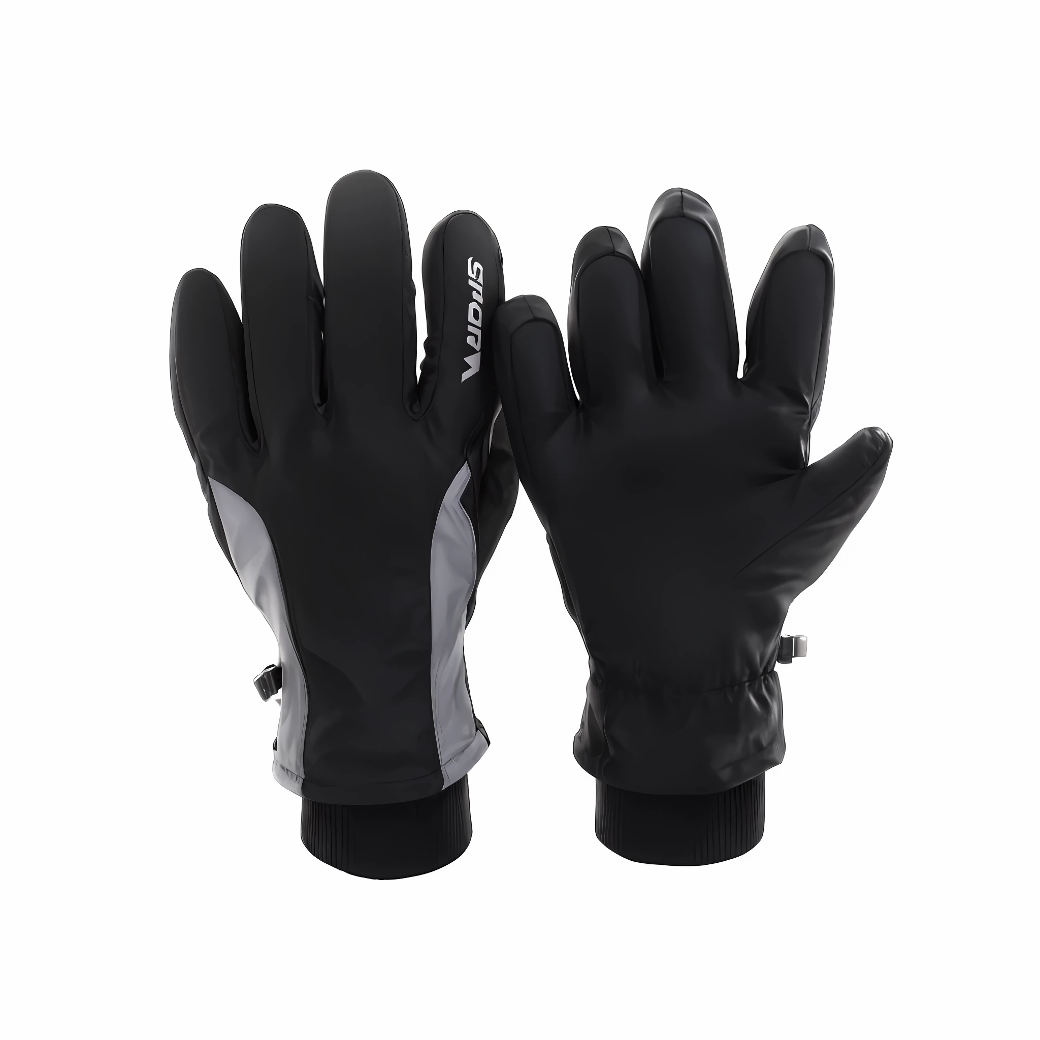 A pair of black gloves with white logo on the wrist 3D close-up, gloves, onyx, gloves on hands, black gloves, unity, neoprene, apex, black Leahter gloves, flash, 3 6 0 p, military, gloved, delicious, body, apex, comfortable, fingers, XXL, 480p, 4 8 0 p, black leather gloves