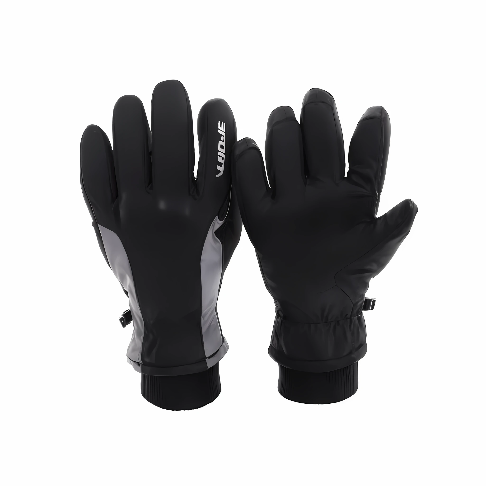 A pair of black gloves with white logo on the wrist 3D close-up, gloves, onyx, gloves on hands, black gloves, unity, neoprene, apex, black Leahter gloves, flash, 3 6 0 p, military, gloved, delicious, body, apex, comfortable, fingers, XXL, 480p, 4 8 0 p, black leather gloves