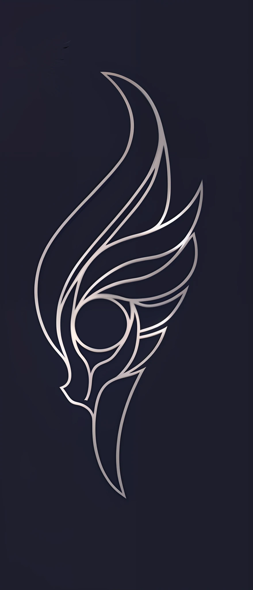 White logo on background, center filled pupil symbol with white bird, phoenix head discord profile picture, phoenix, profile picture, artwork of phoenix, unknown zodiac, phoenix inspiration, avatar image, white silhouette, stylized silhouette, discord PFP, she has a phoenix head, a head with wings, an ancient symbol behind it, Ahri,