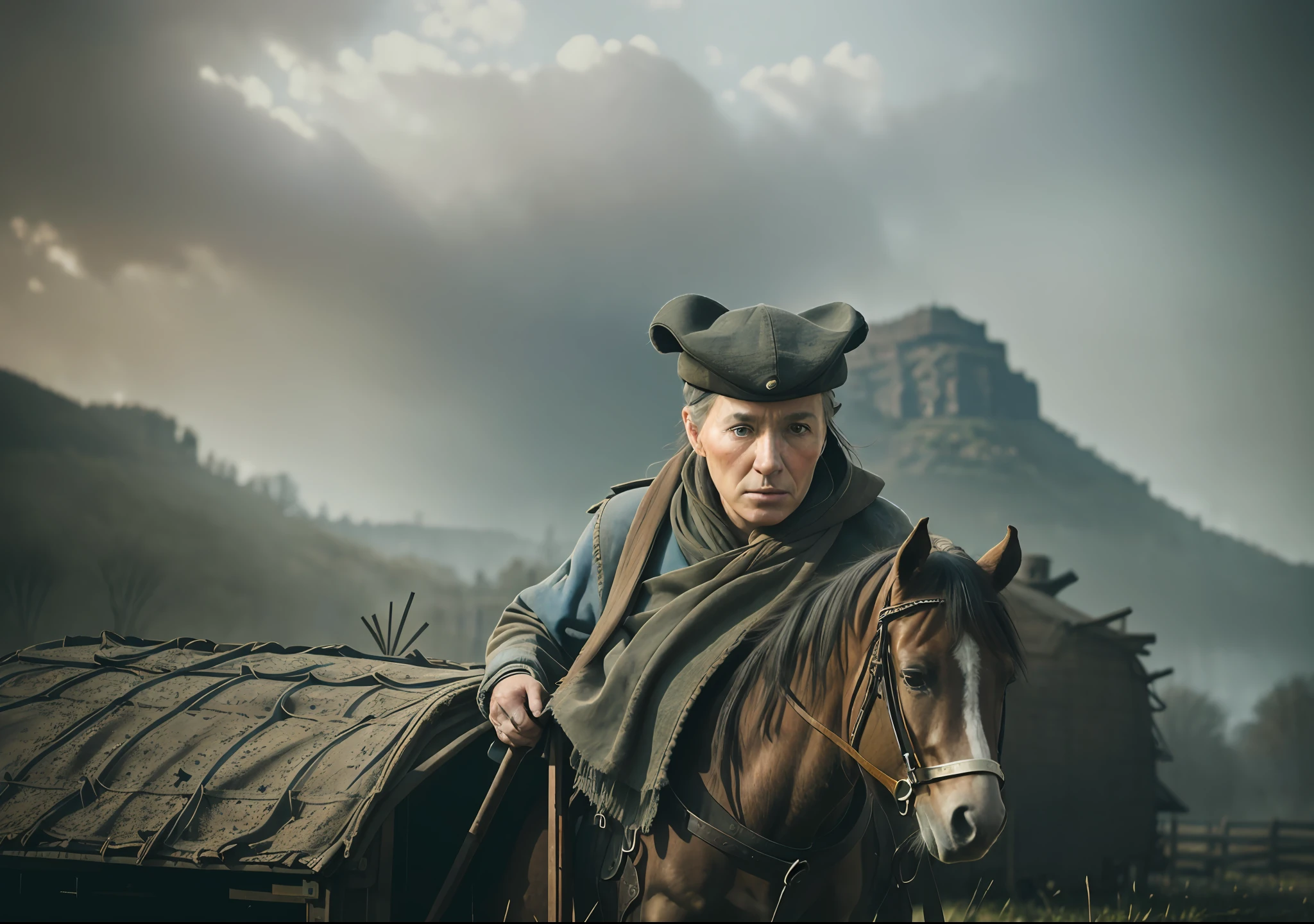 old photos from 1940 ,farms, people , horses wagons, dark photo: realistic epic, soft cinematic portrait, adobe lightroom, photographic lab, highly detailed, faded, art by Greg Rutkowski and Artgerm ,neutral colors: 1,2), (HDR: 1,4) , (soft colors:1.2), hyperdetailed, (artstation:1.4), cinematic, warm lights, dramatic light, (intricate details:1.1), complex background, (rutkowski:0.66), (blue and orange:0.4) raw and often controversial elderly people. He was born on 16 August 1920 in Andernach --auto --s2