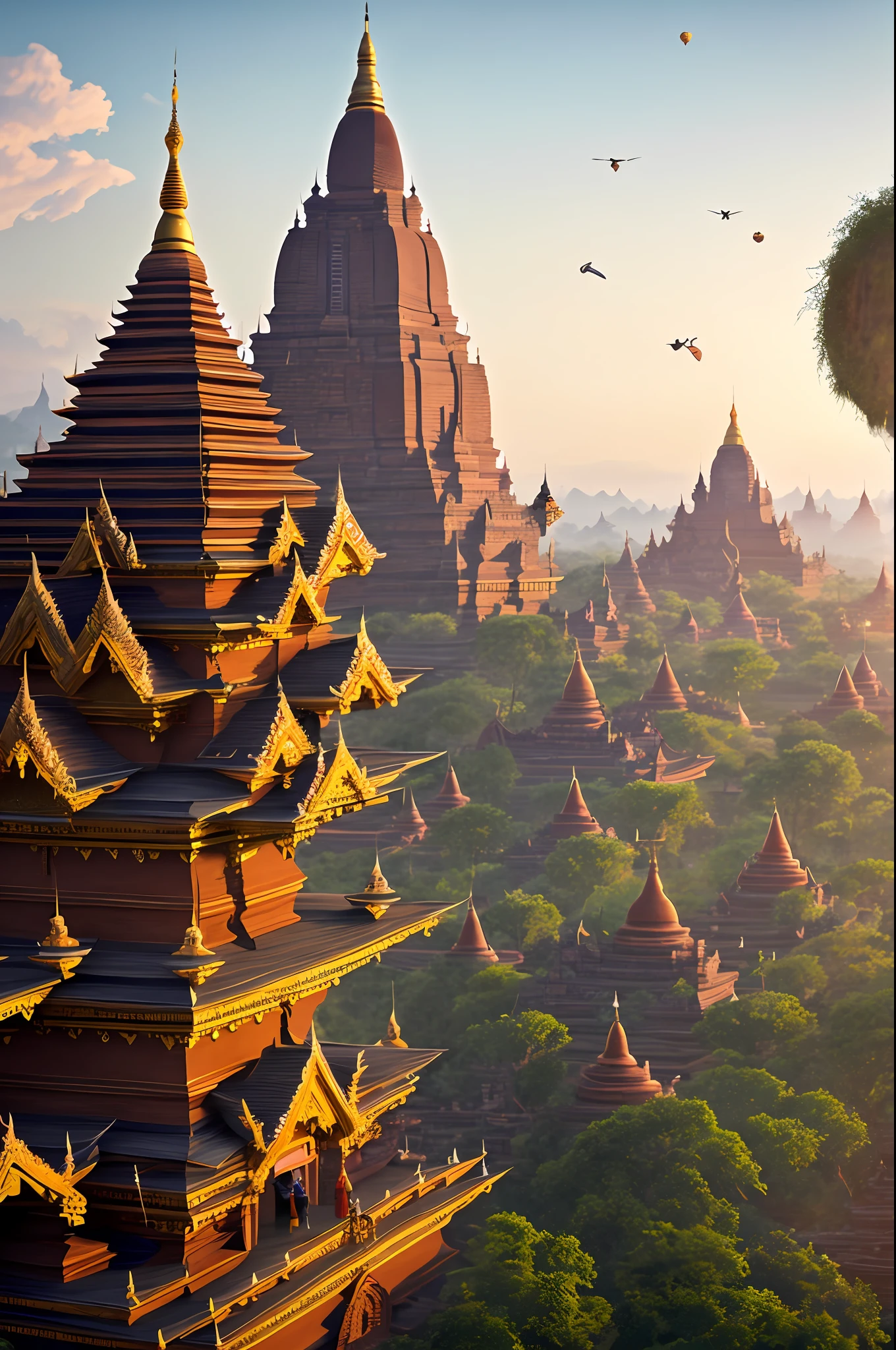 myanmar ancient warrior+bagan palace background+hyperrealistic resolution, soaring structures, microscopic view, warrior design, in the style of pixar, hyperrealistic, octane render, cinema 4d, 4k, cinematography, cinematography trending in artstation, unique art work, alphonse pixar, 16k, 8k, 4k, HD, 3D.