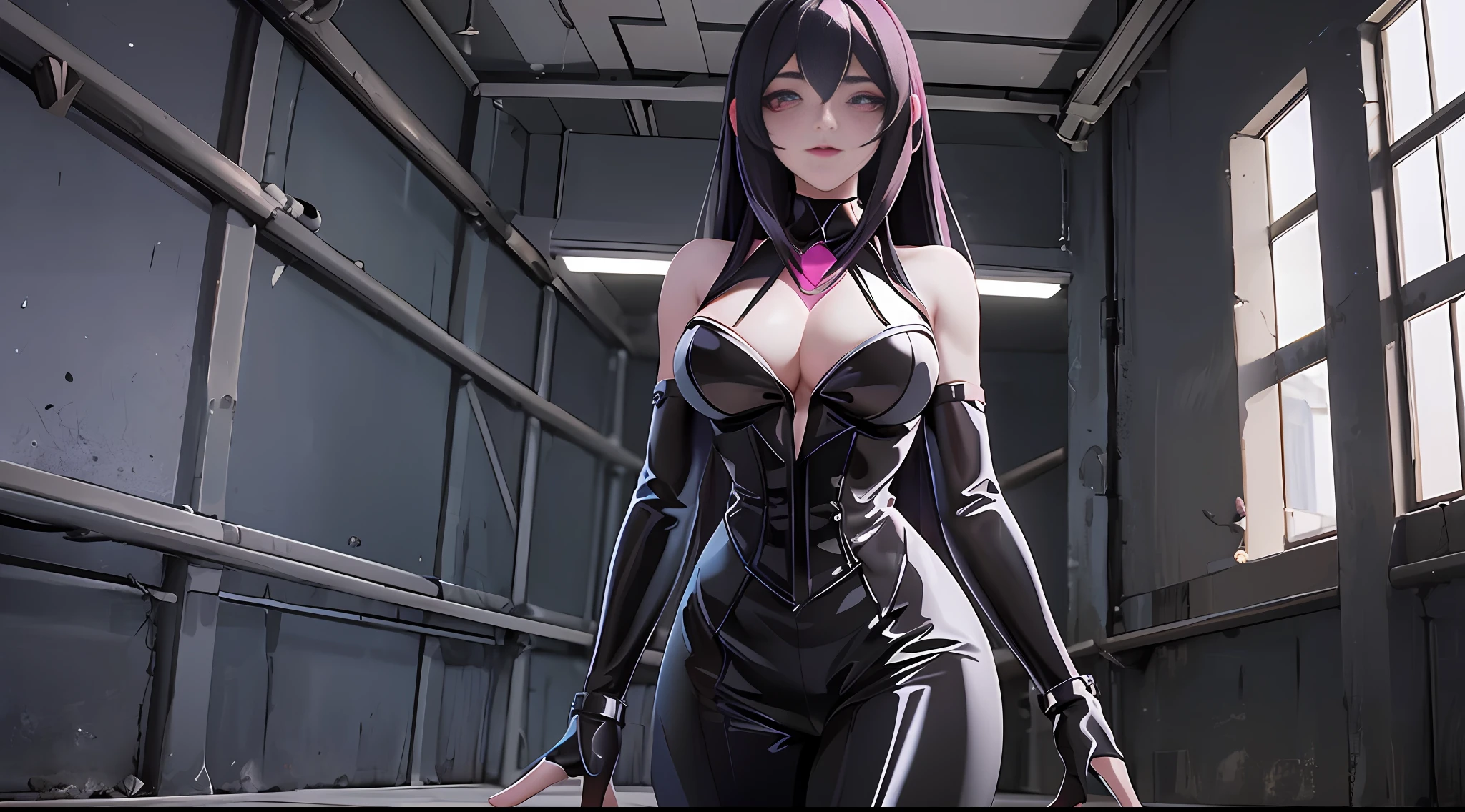 1 girl, NSFW, Yamashiro ren,(Mato Seihei no Slave), yamashiro768, clavicle, glowing red eyes,absurd, brainwashing,empty eyes, huge breasts,erasure of emotions, No expression,(black latex tight bodysuit),look away , 全身figure, ((stand up,salute,)),(highest quality、4k、8k、High resolution、must have:1.2)、Super detailed、(reality、realisticです、realistic:1.37)、ticker、hyper hd、studio lighting、ultra definition paint、sharp focus、Physically based rendering、extreme details、Professional specifications、vibrancy and color、blurry、sports portrait、landscape、horror style、anime big breasts、SF、photograph、concept artist、five fingers, perfect body, {{{masterpiece}}}, {{{highest quality}}}, {{super detailed}}, {figure}, {{very delicate and beautiful}},Promoting cost performance、all roles、Canon 5D MK4でphotograph、photograph,
