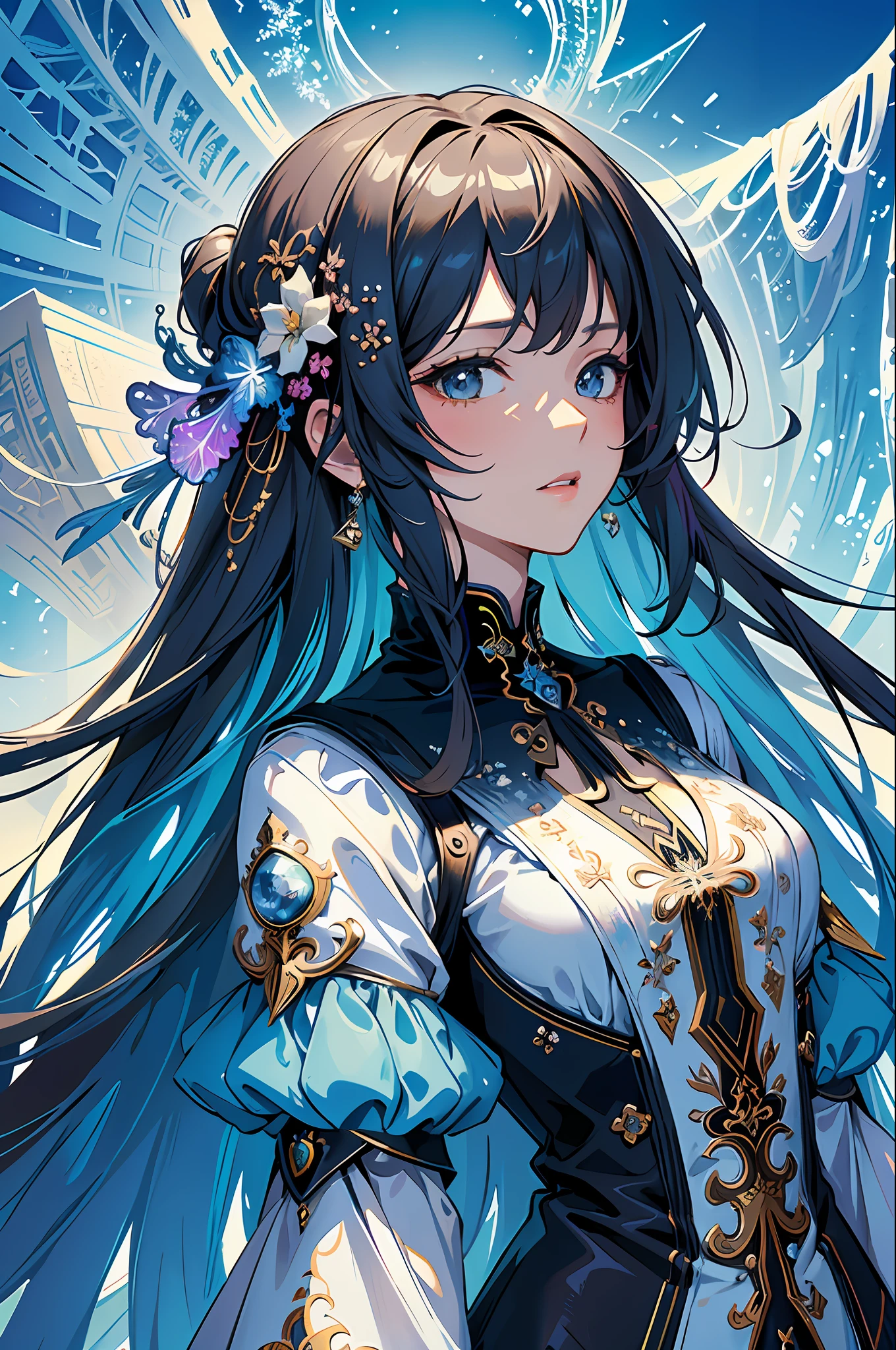 (masterpiece, top quality, best quality, official art, beautiful and aesthetic:1.2), (1girl), extreme detailed,(fractal art:1.3),colorful,highest detailed,cold light