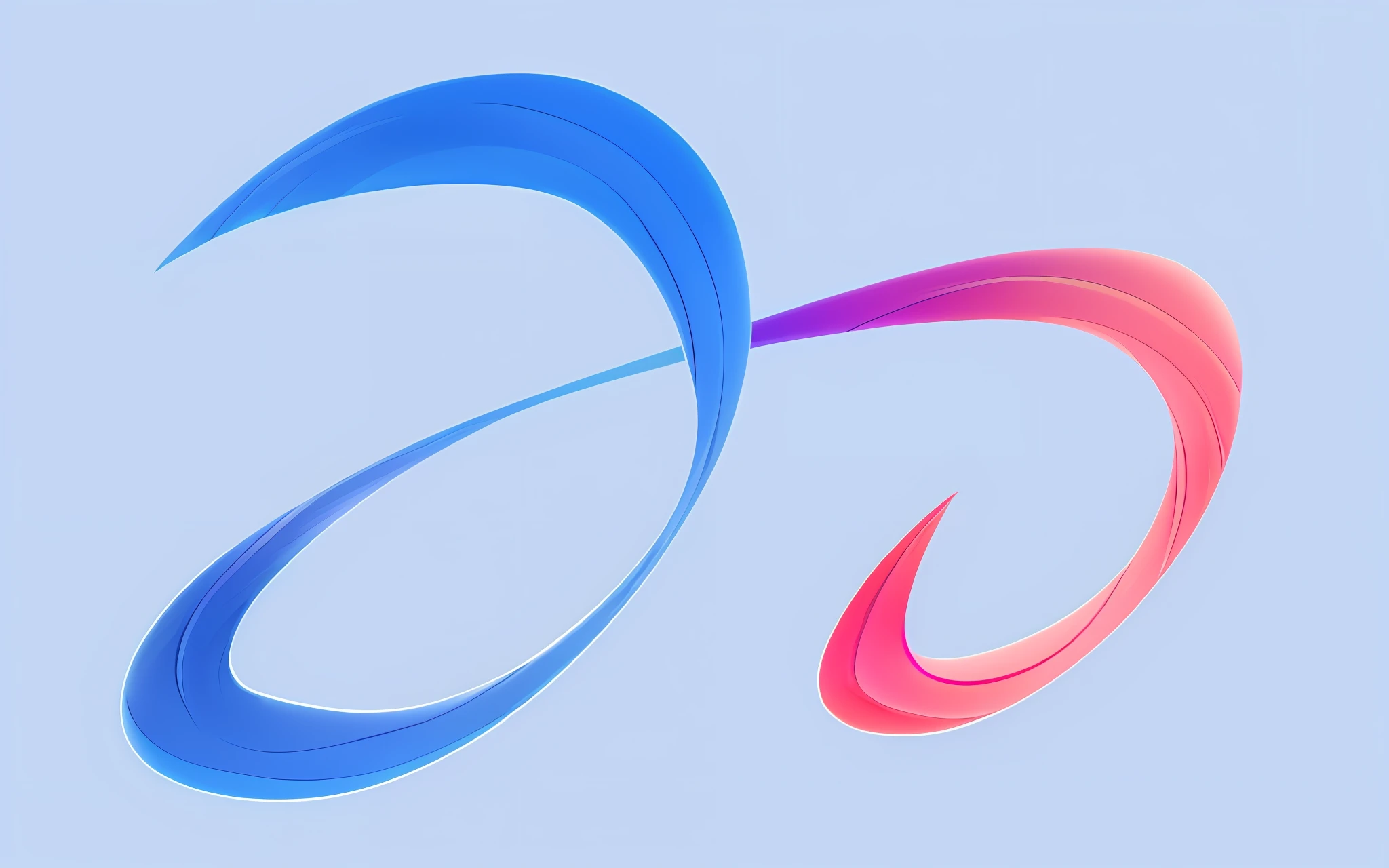 There is a streamer with a red and blue gradient on a blue background, rendering 3D in octane, rendering 3D in octane, interactive smooth and smooth lines, blue whale crystal texture, rendering in octane, rendering in Cinema4D, rendering 4 D in cinema, 3D fluid simulation rendering, rendering 3D in octane