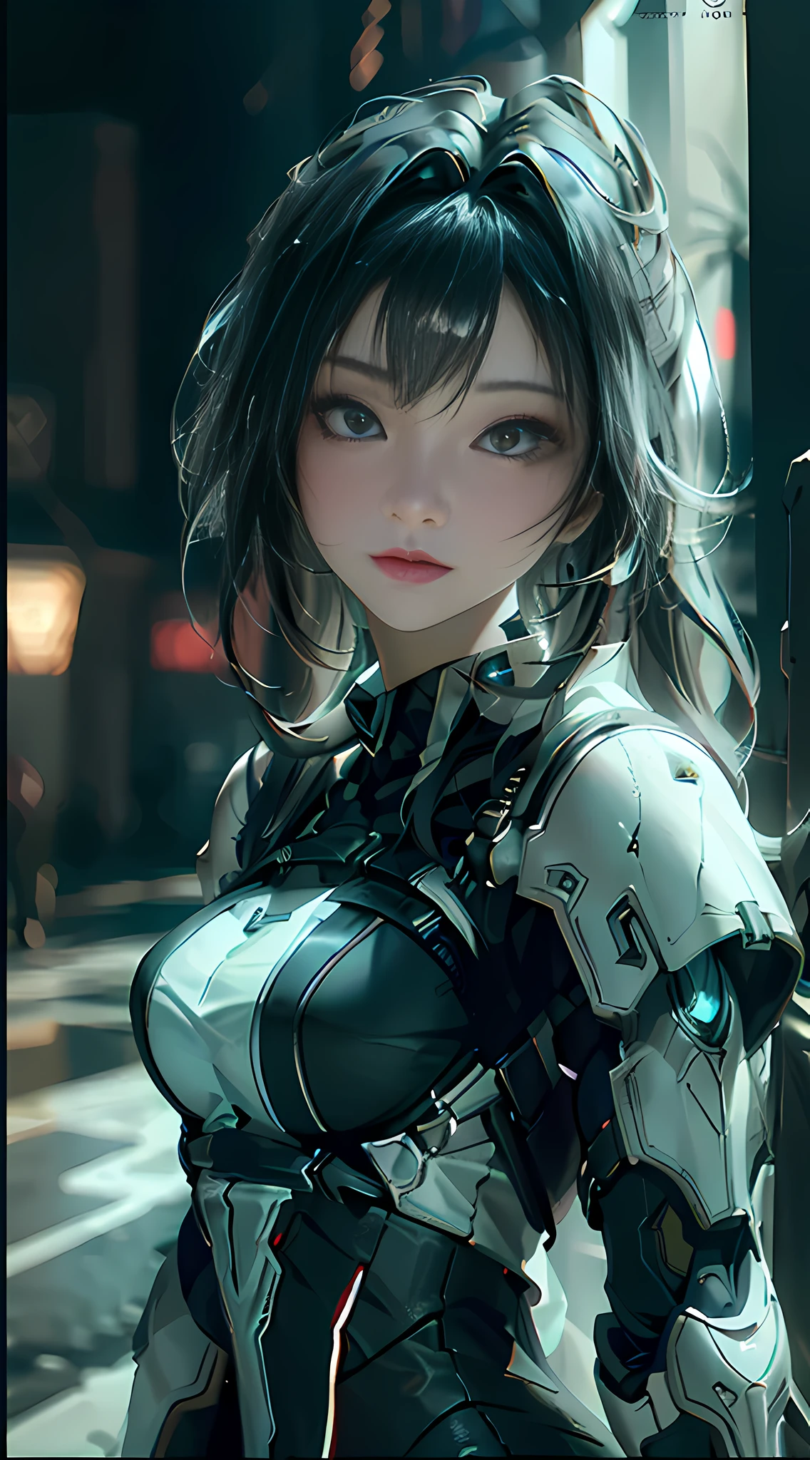 ((Best quality)), ((masterpiece)), (detailed:1.4), 3D, an image of a beautiful cyberpunk female,HDR (High Dynamic Range),Ray Tracing,NVIDIA RTX,Super-Resolution,Unreal 5,Subsurface scattering,PBR Texturing,Post-processing,Anisotropic Filtering,Depth-of-field,Maximum clarity and sharpness,Multi-layered textures,Albedo and Specular maps,Surface shading,Accurate simulation of light-material interaction,Perfect proportions,Octane Render,Two-tone lighting,Wide aperture,Low ISO,White balance,Rule of thirds,8K RAW,