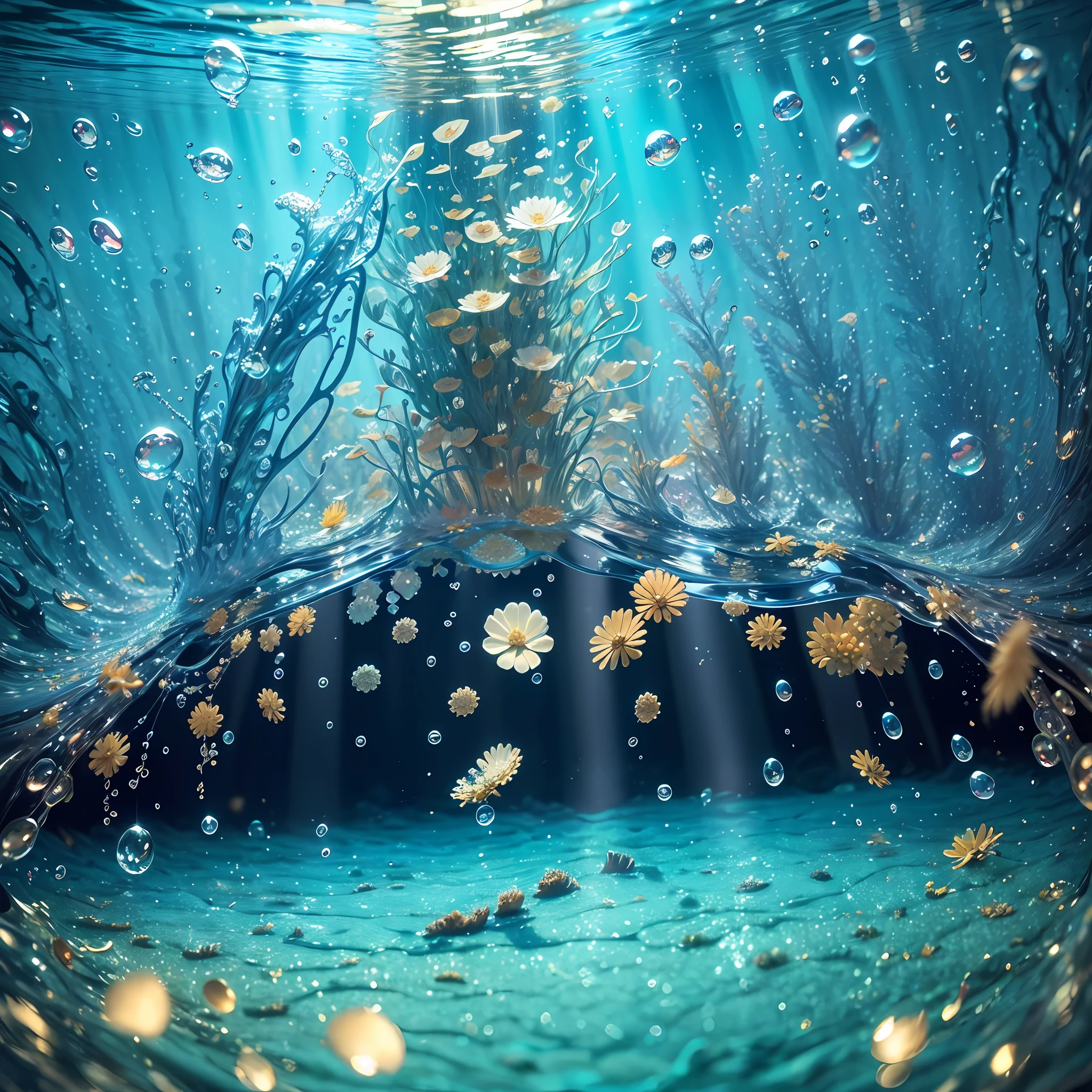 (masterpiece, top quality, photorealistic, perfect, 8k, RAW, high resolution), underwater, glitter, light shining from the surface of the water, --auto --s2