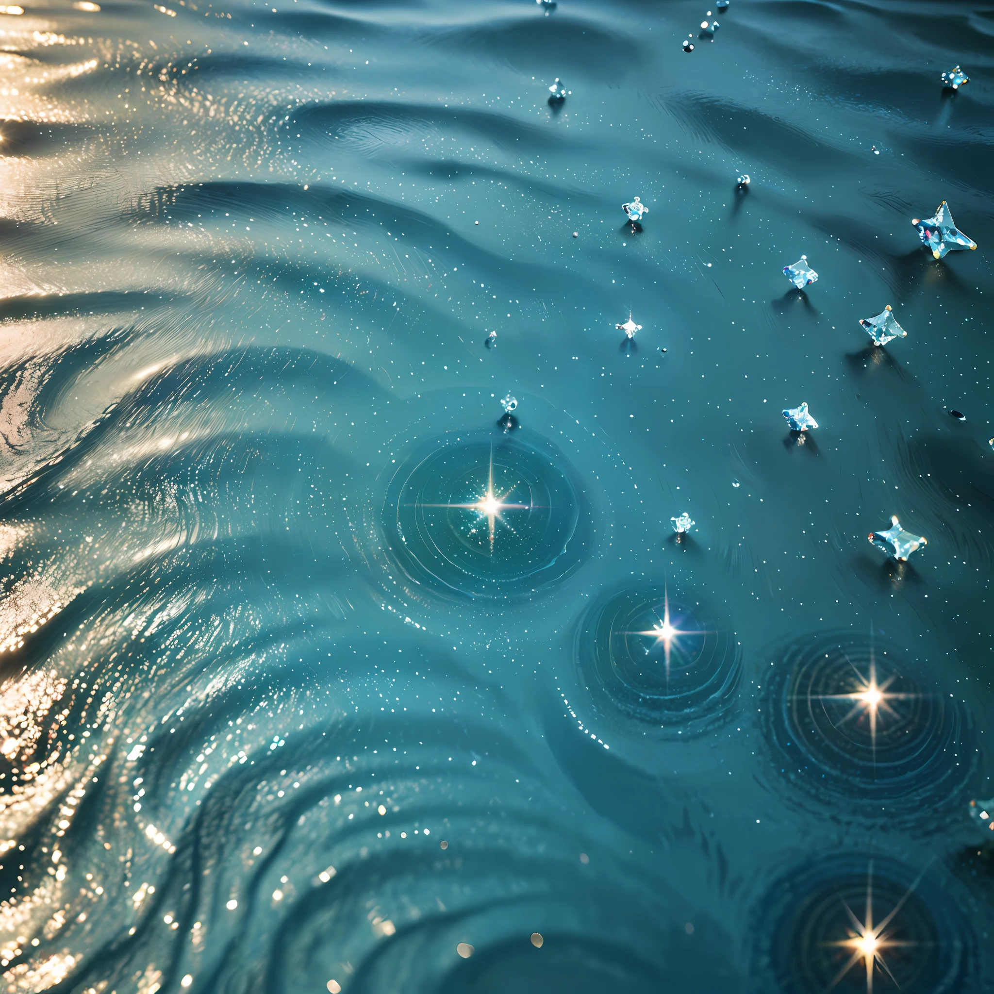 (masterpiece, top quality, photorealistic, perfect, 8k, RAW, high resolution), water surface, glitter, big drops, ripples,