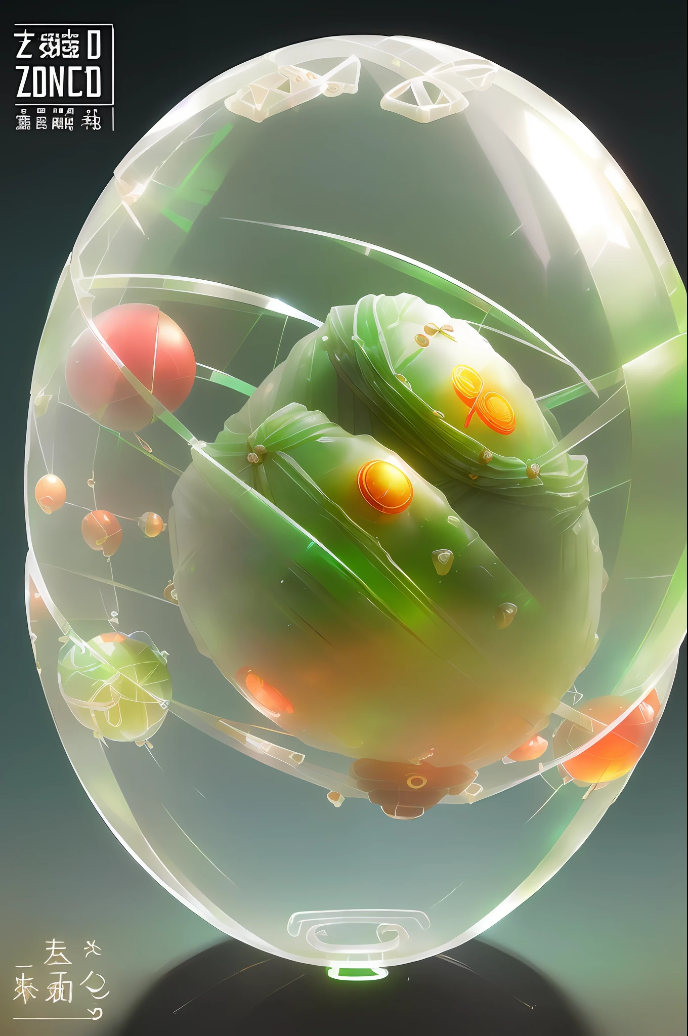 Zongzi poster, (((spherical zongzi, zongzi and nature, transparent plastic, optics, surreal, magic, fantasy, composition, bright, light fluorescence, ultra-detaile, trend in artstation, octane rendering,))), futuristic, masterpiece, super detail, best quality