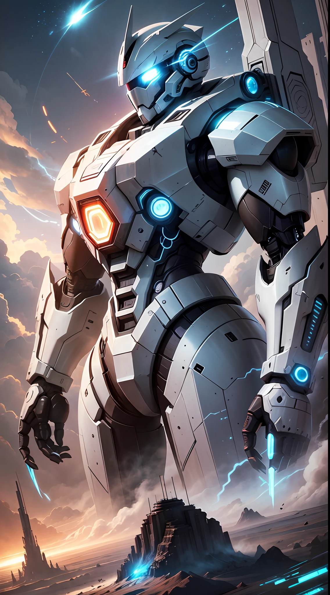 Mobile wallpaper, HD, mecha, sci-fi, eyes glow, --auto --s2