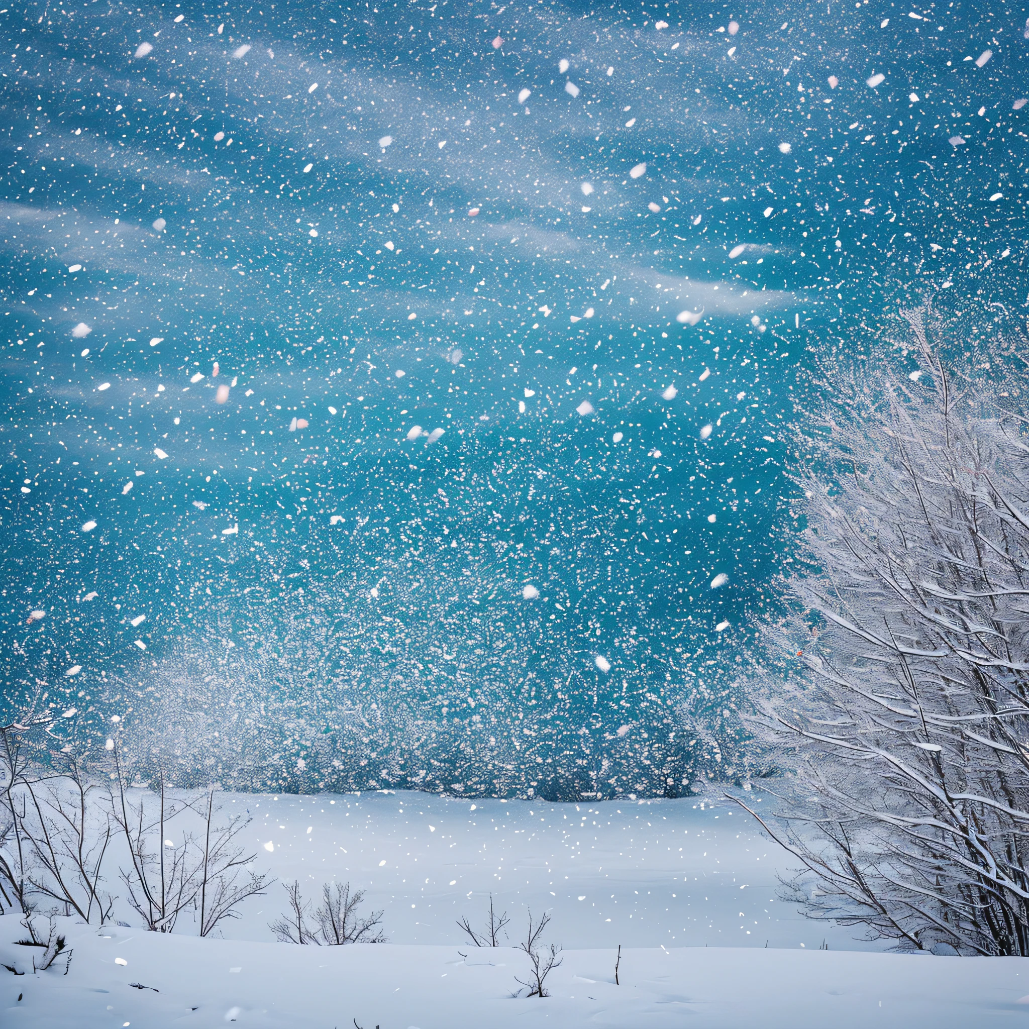 confetti, swirling, snowy landscape --auto --s2