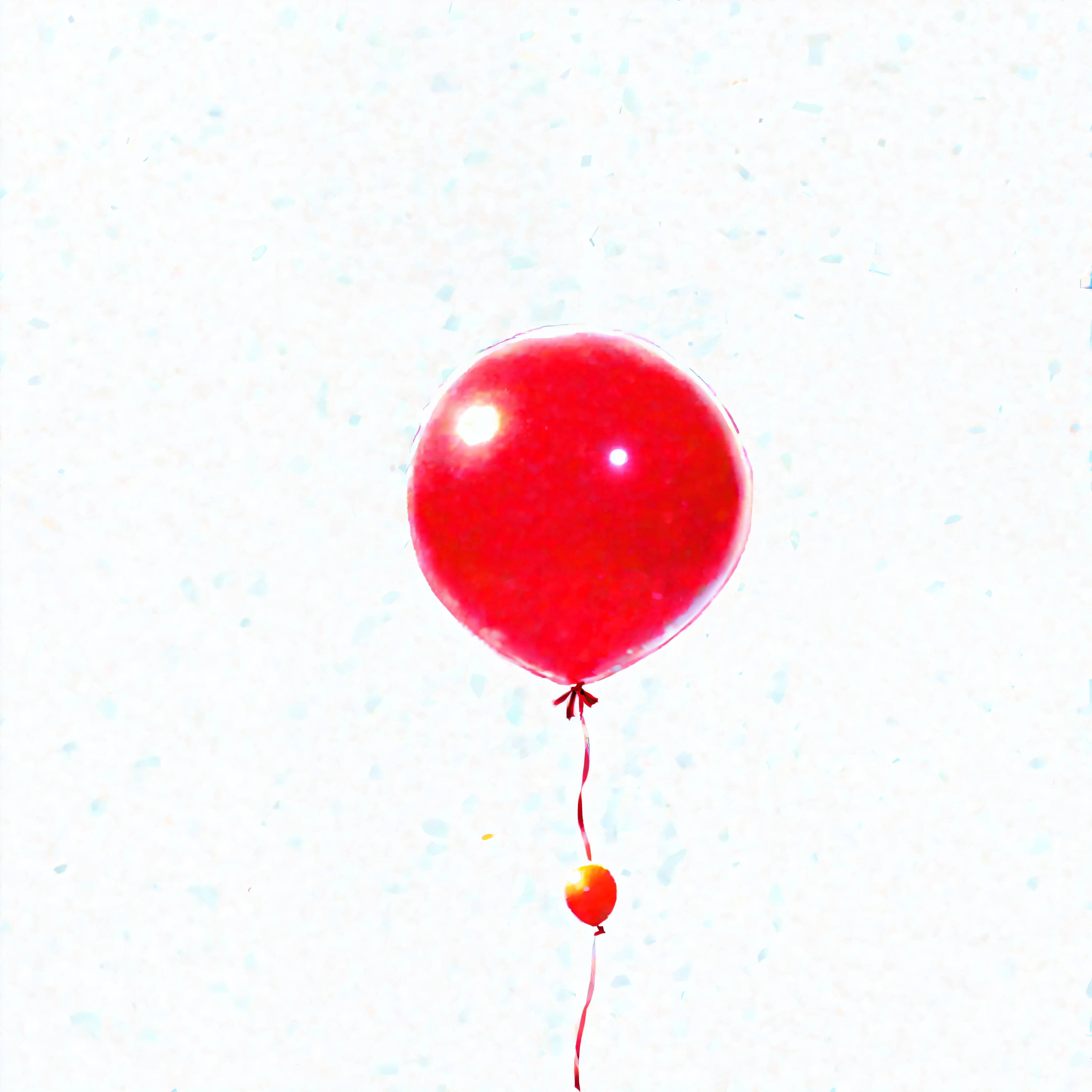 White background picture with a small red balloon, cute