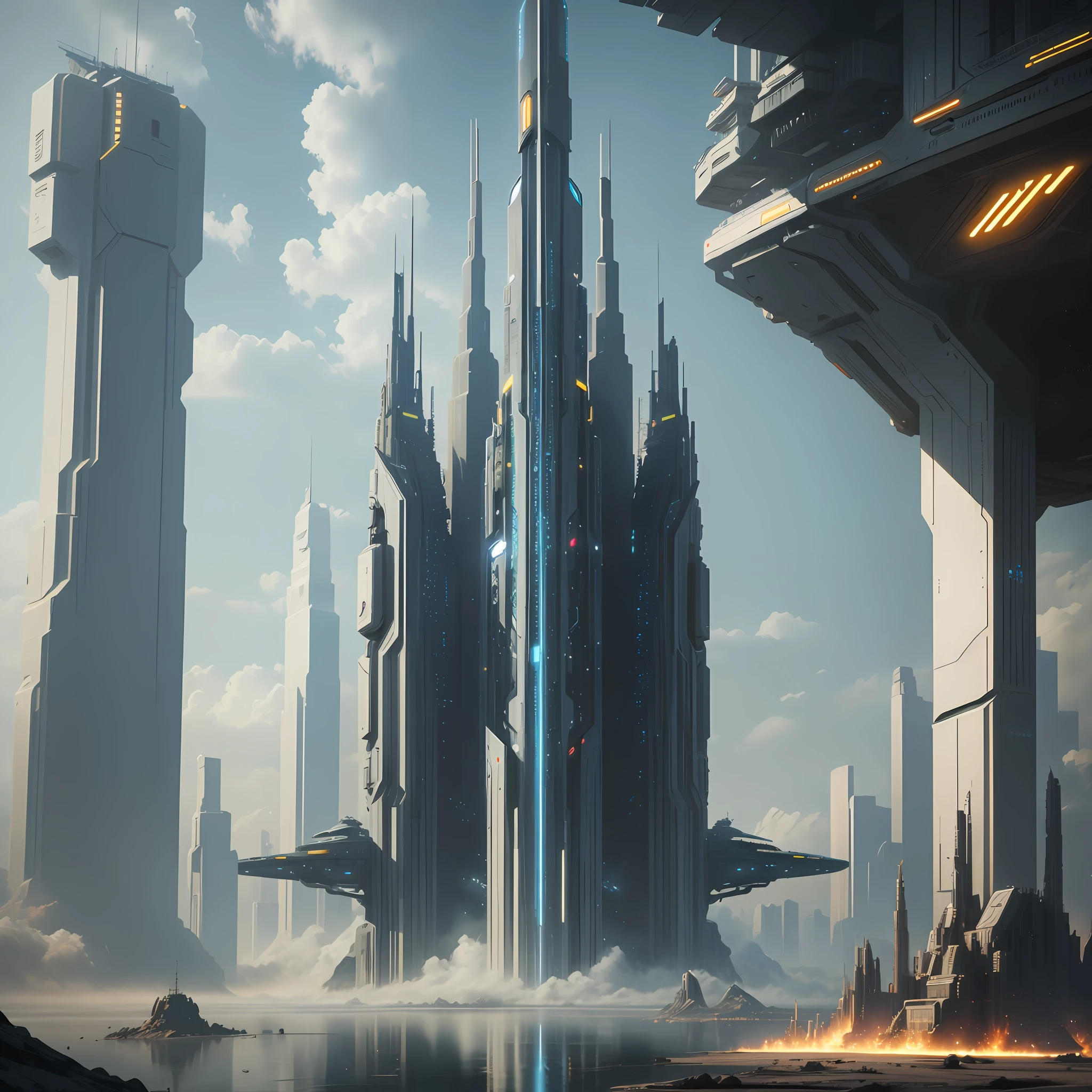 Alien Civilization Superstructure Extraterrestrial Space Cyberpunk Sci-Fi Futuristic World Top Quality Masterpiece 8K