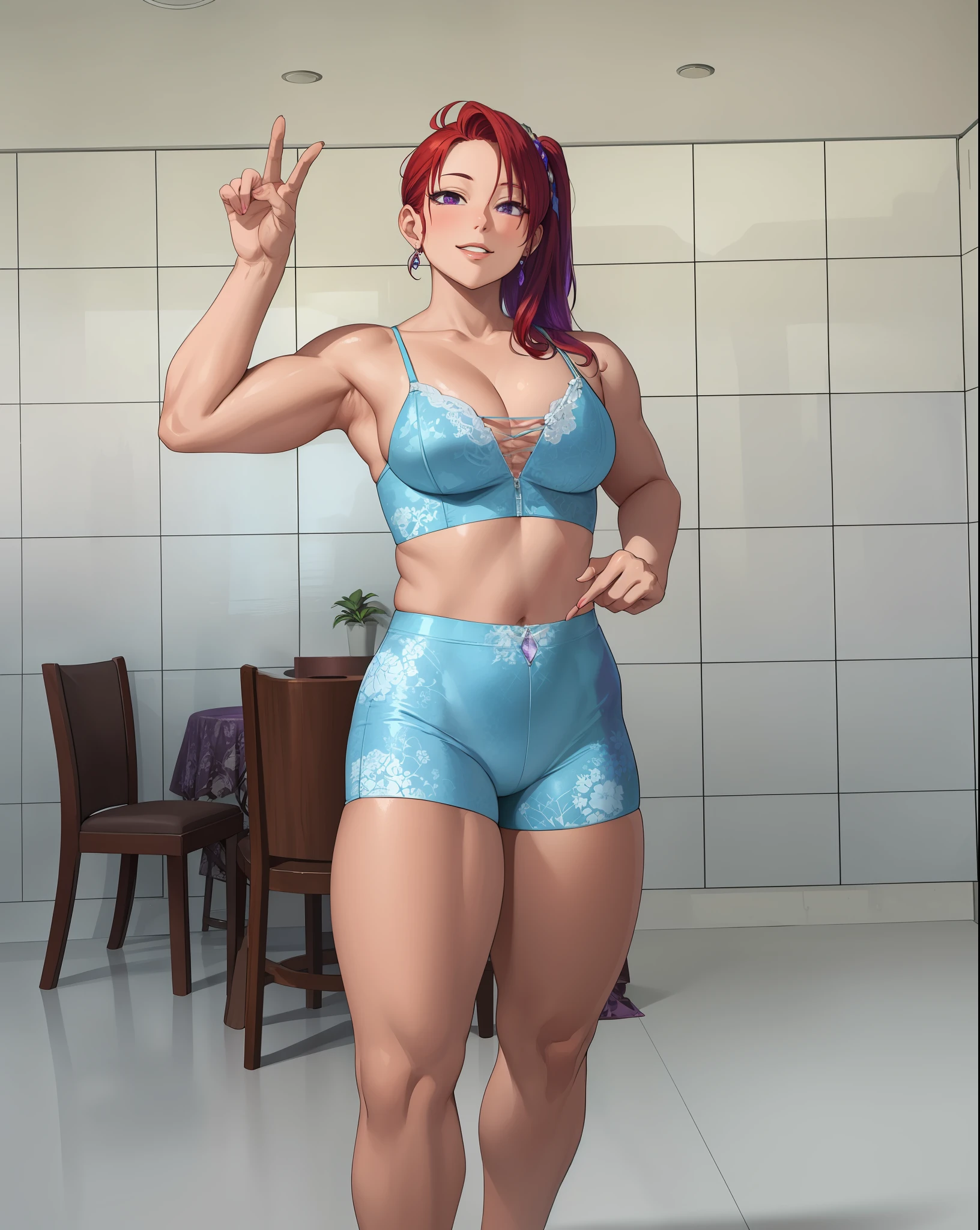 masterpiece, vibrant, amethyst, looking at the viewer, red hair, big thighs, big ass,