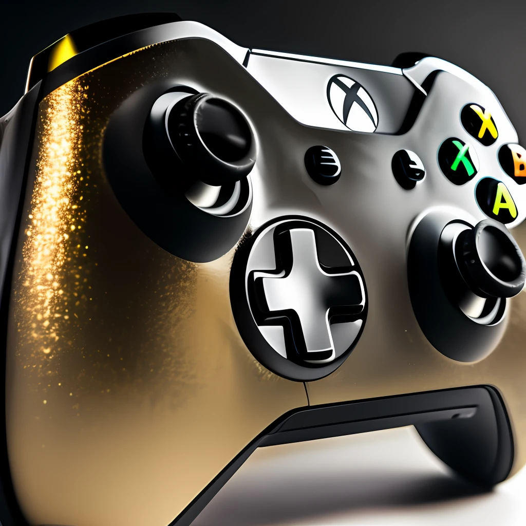 Product Photo, Xbox one elite controller, Black and gold details, HDR 8k RTX on
