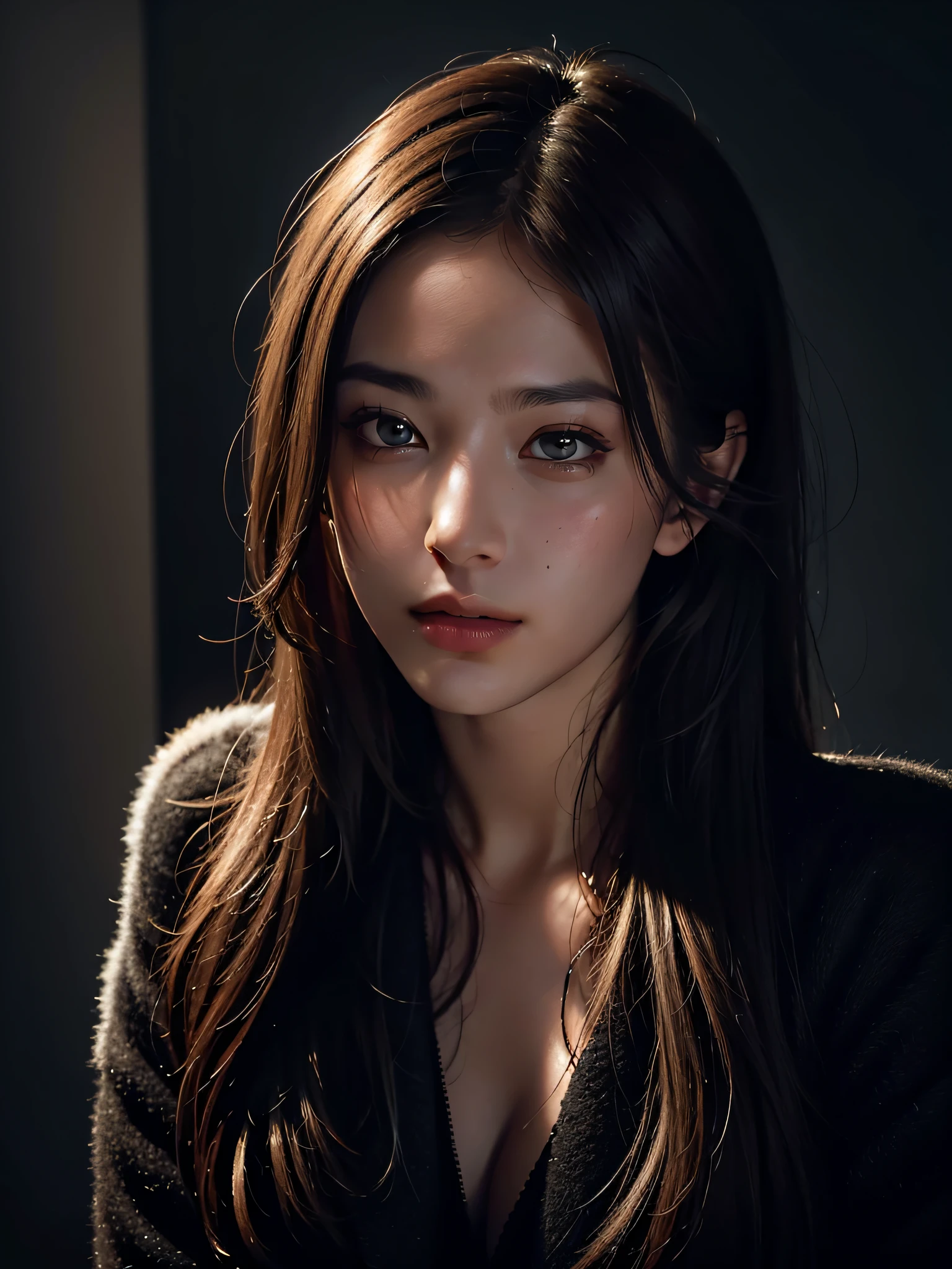 Best quality, masterpiece, ultra high res, (photorealistic:1.4), raw photo, 1girl, in the dark, deep shadow, low key, cold light