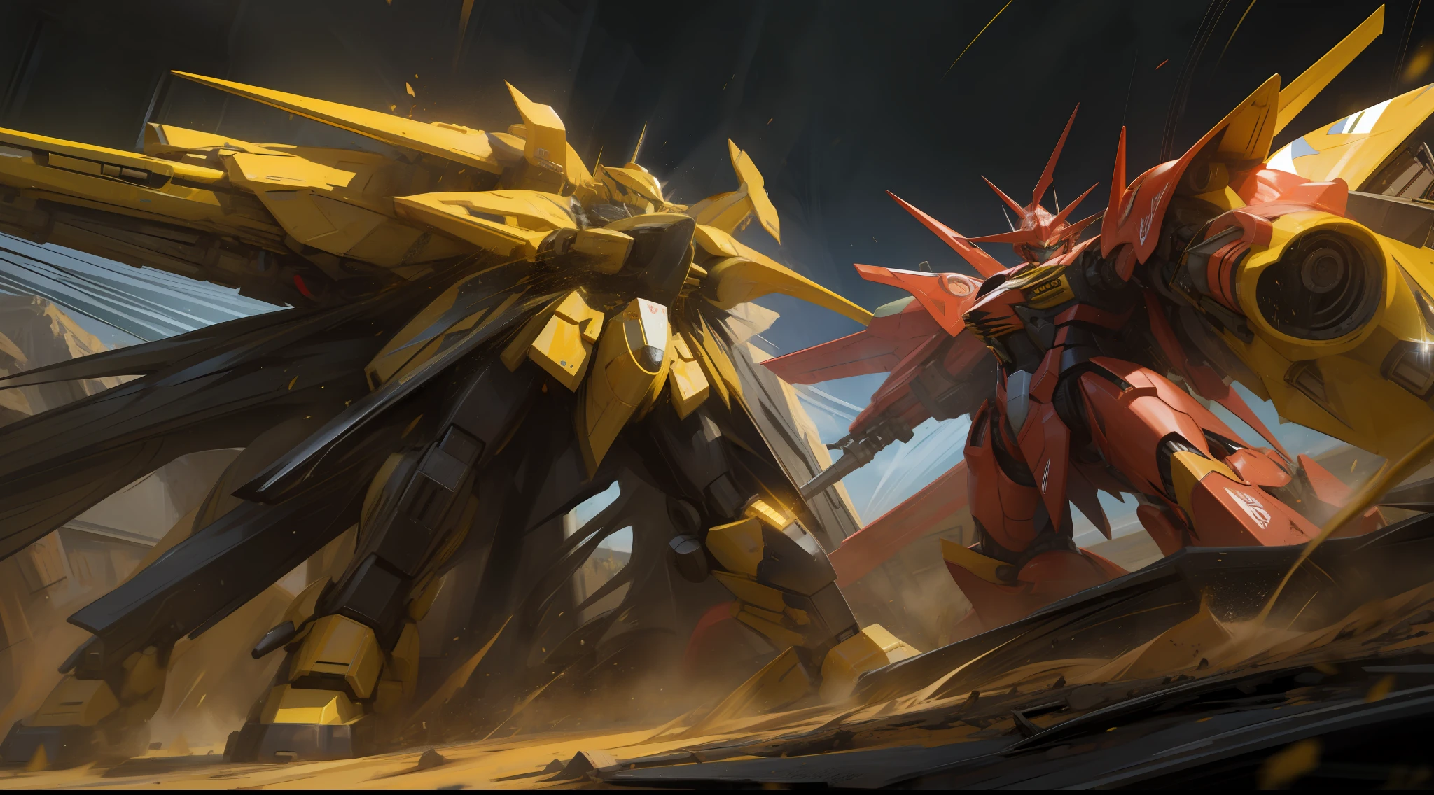 black and yellow, a gurren laggan mecha war in the cosmo