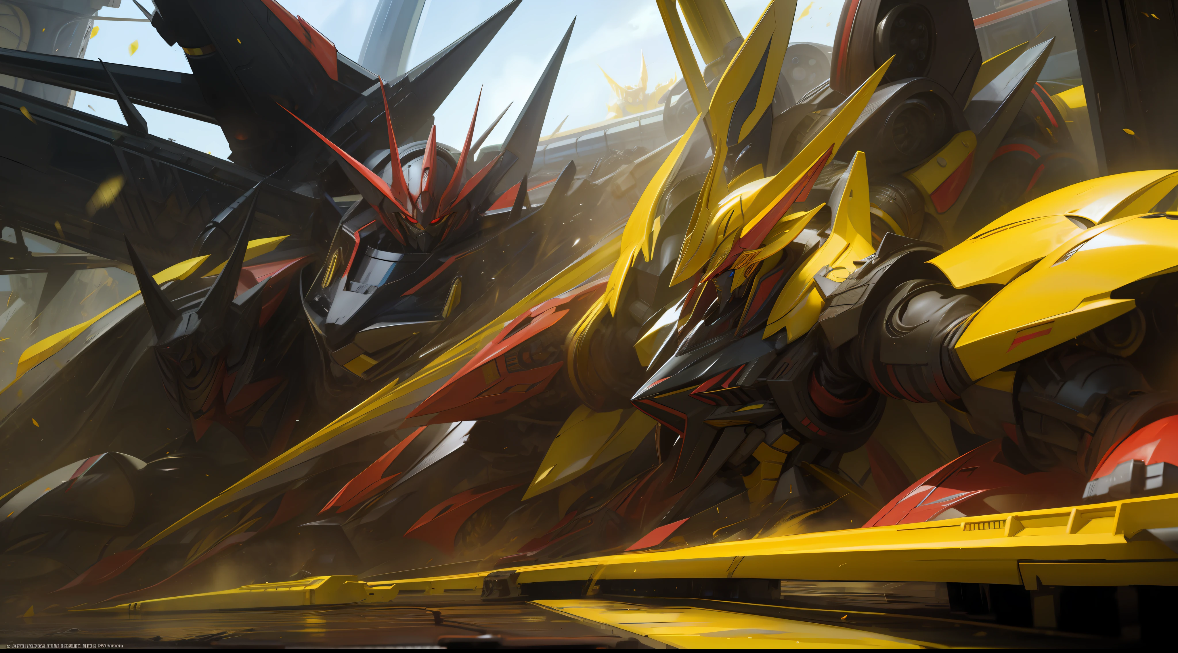 black and yellow, a gurren laggan mecha war in the cosmo