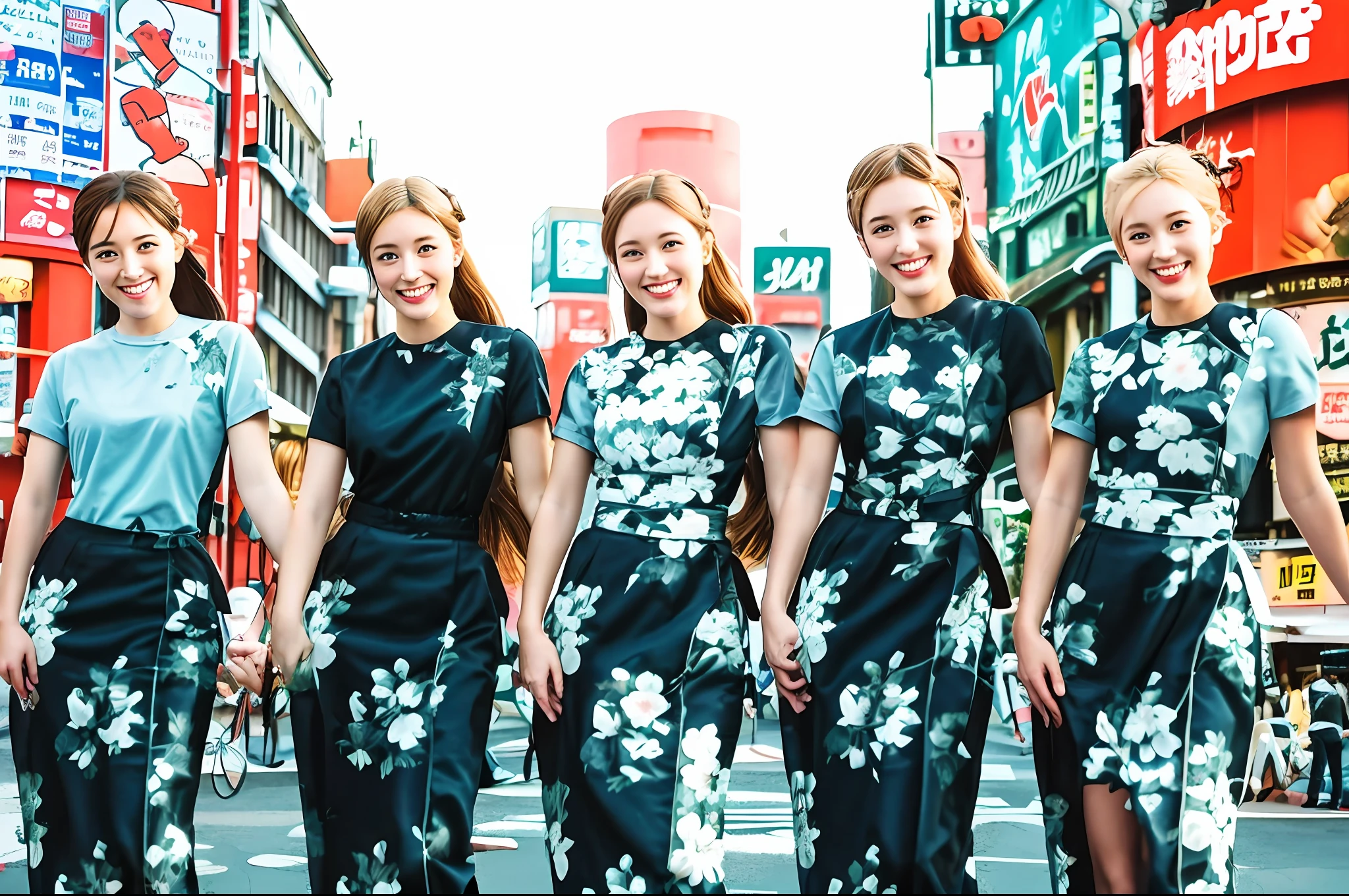 5 sisters on the streets of Japan
