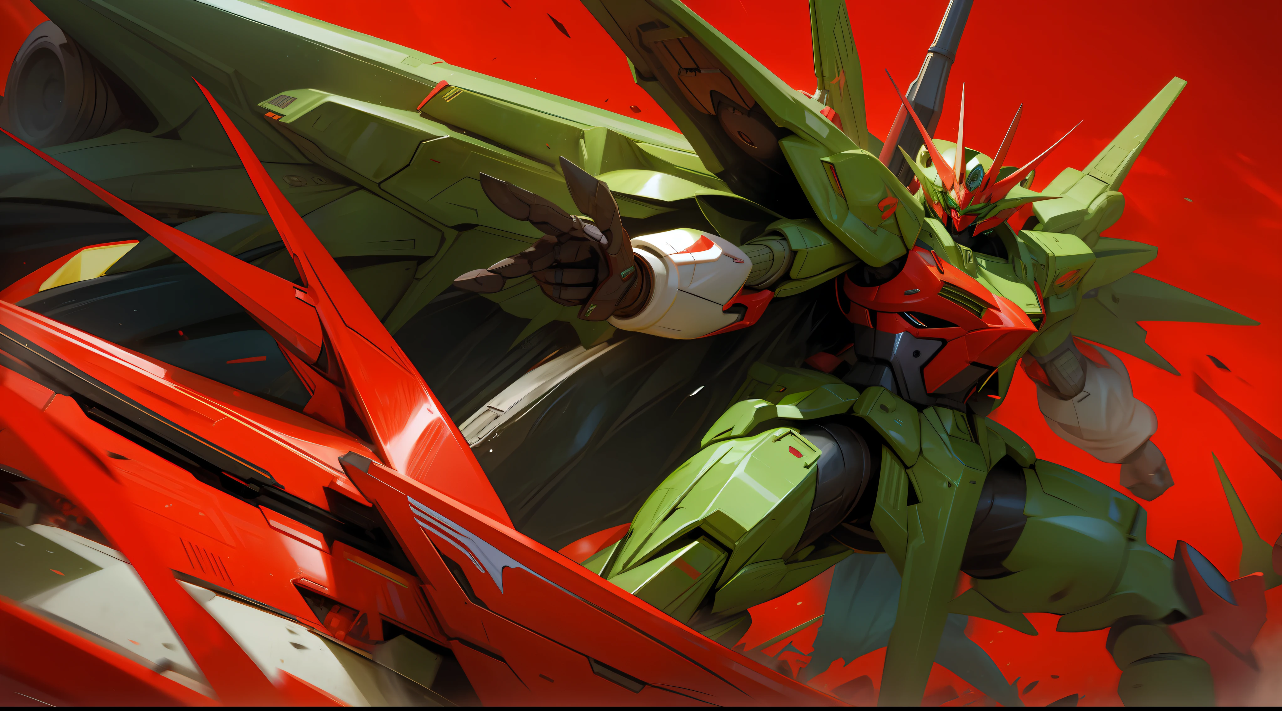 green and red, a gurren laggan mecha war in the cosmo