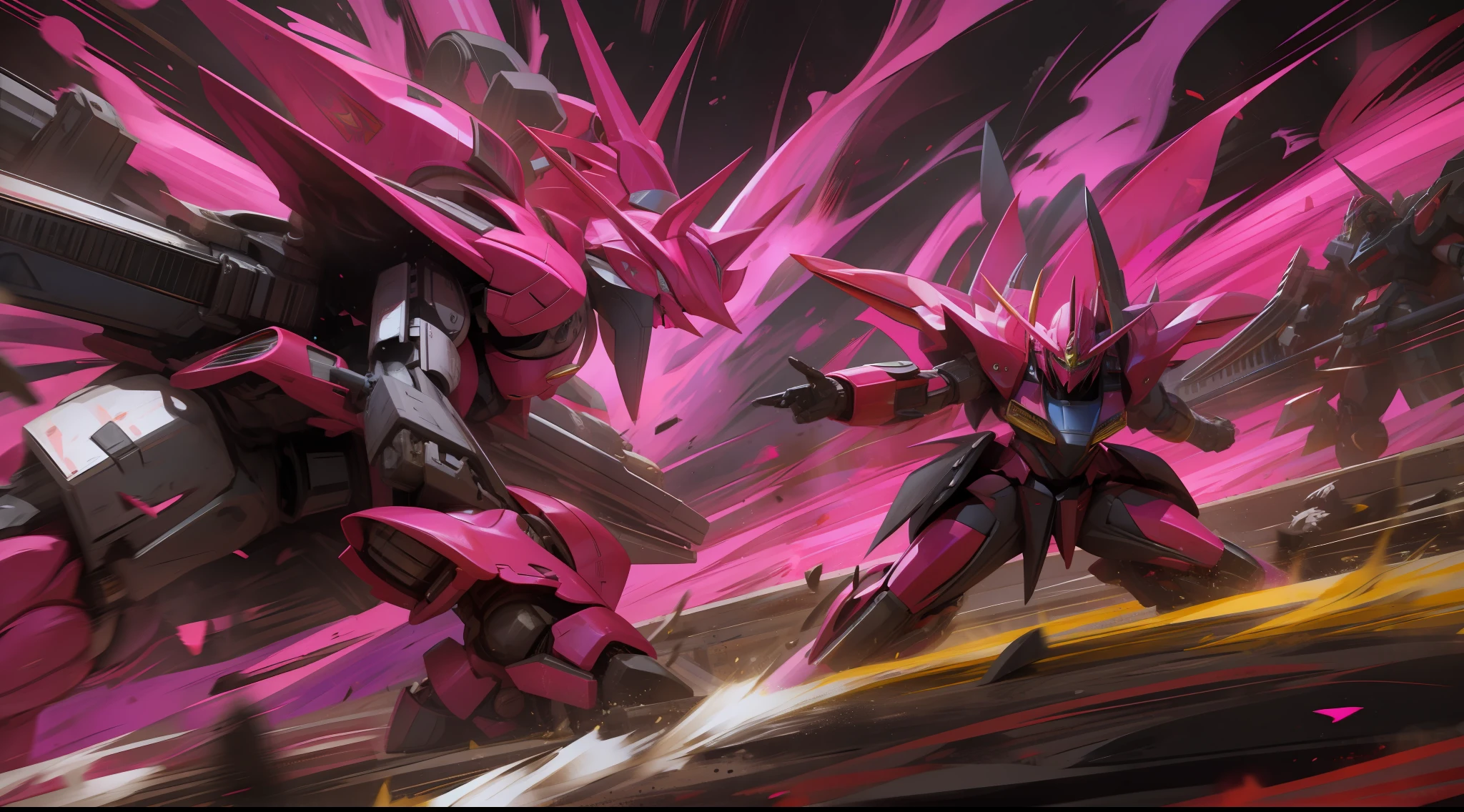 black and pink, a gurren laggan mecha war in the cosmo