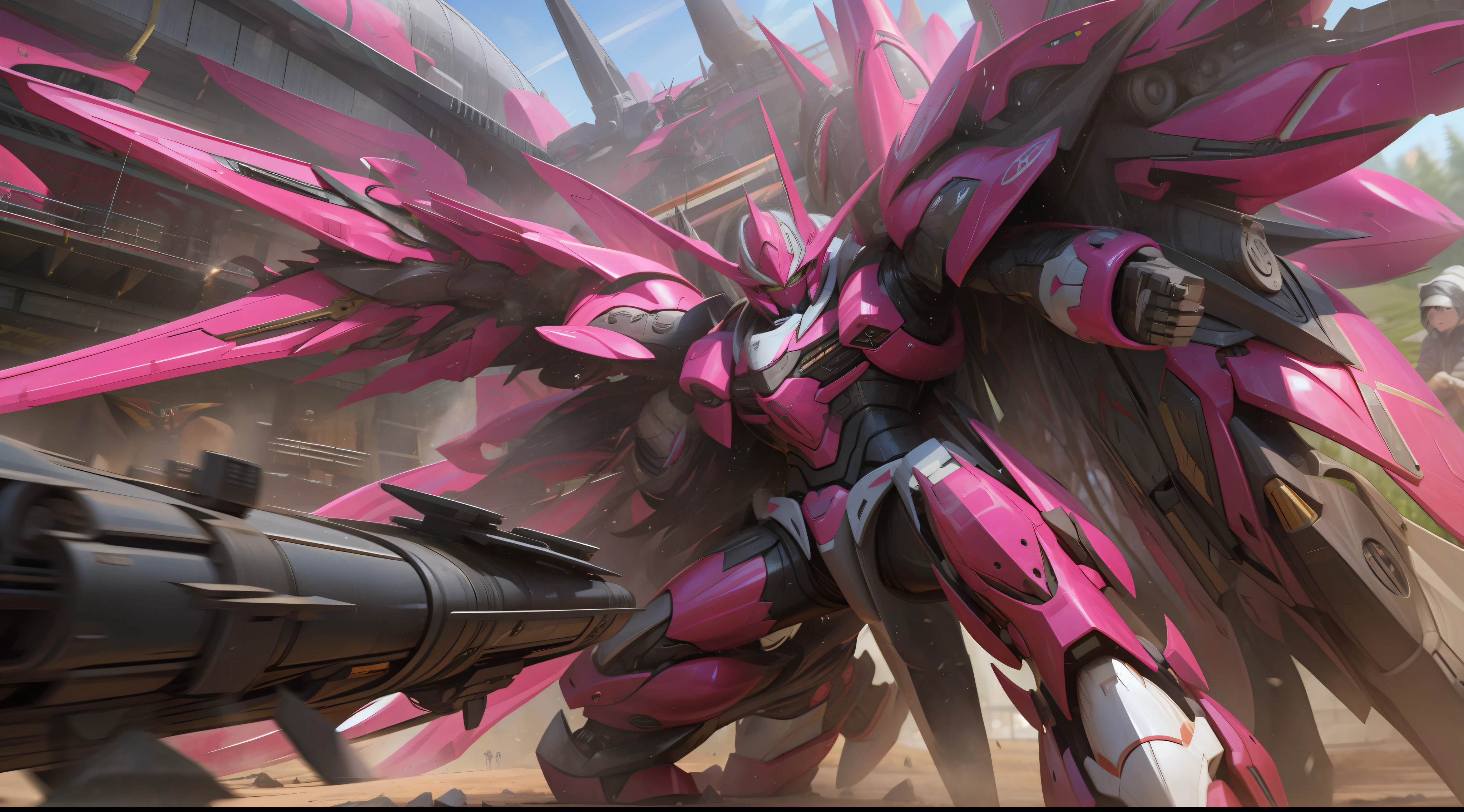 black and pink, a gurren laggan mecha war in the cosmo