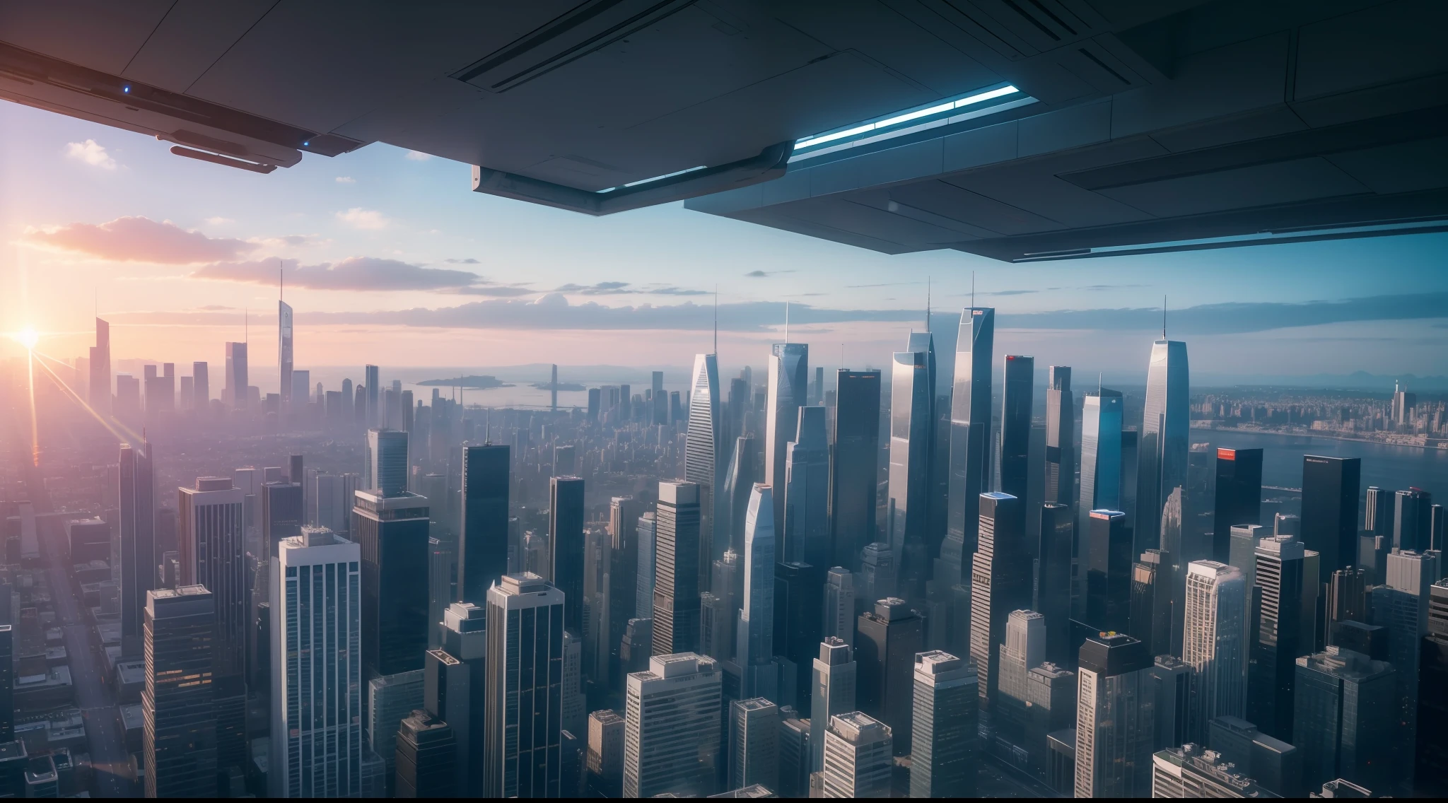 bustling cityscape with futuristic architecture and advanced technology, vibrant, photorealistic, realistic, dramatic, cinematic lighting, sharp focus, 8k