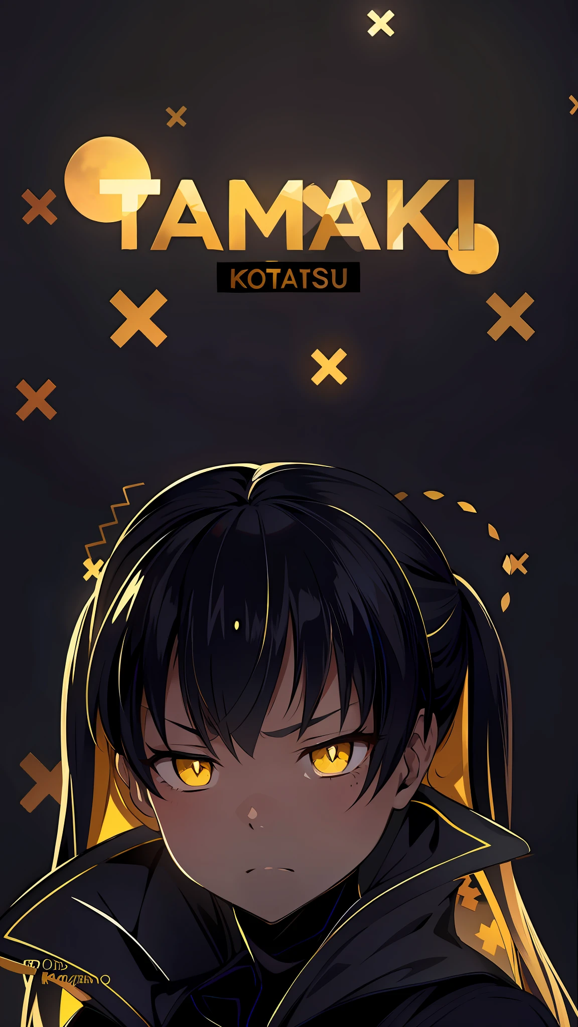 absurd res, high res, (masterpiece:1.4), ultra-detailed, 1girl, from front, space, floating, black dress, black dress, stockings, black hair,  heart shape eyes, yellow eyes, garter belt, yandere