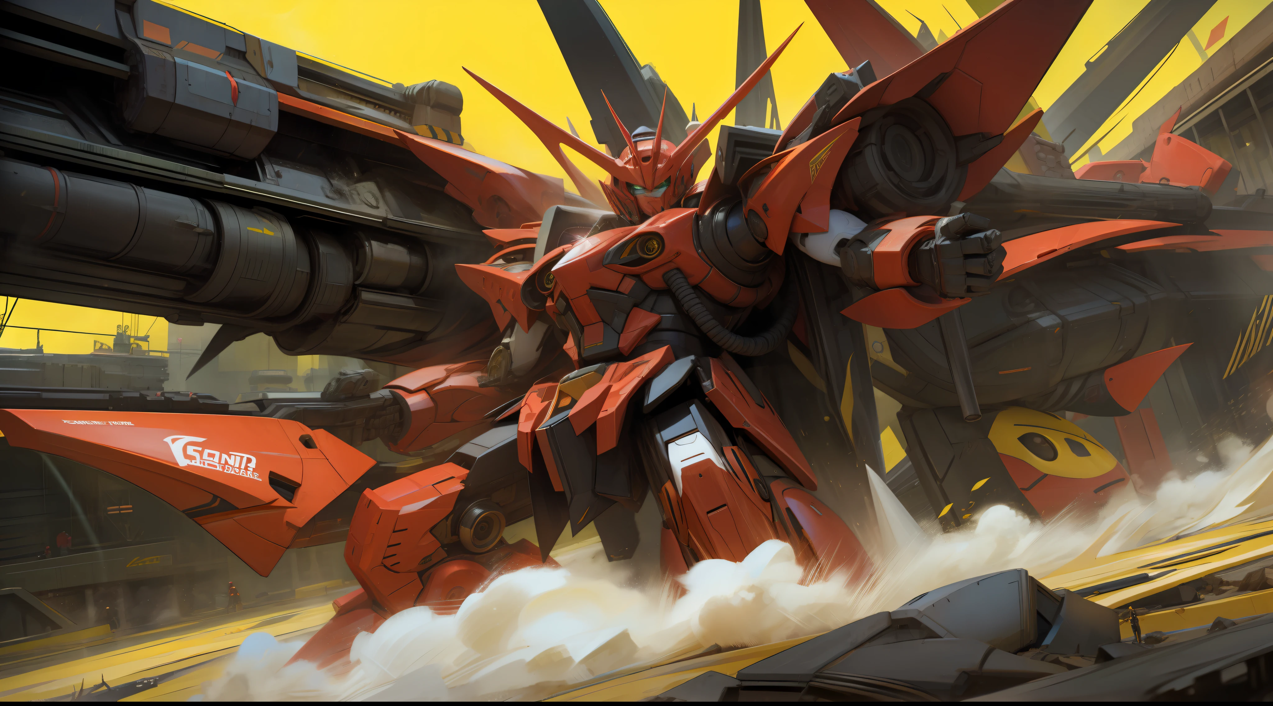 yellow and black, a gurren laggan mecha war in the cosmo