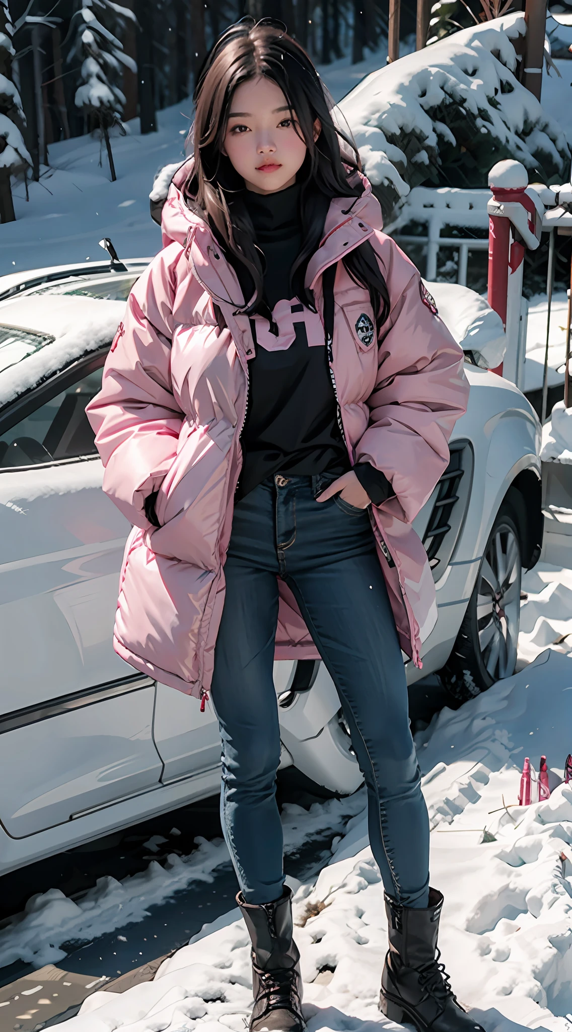 Pink down jacket