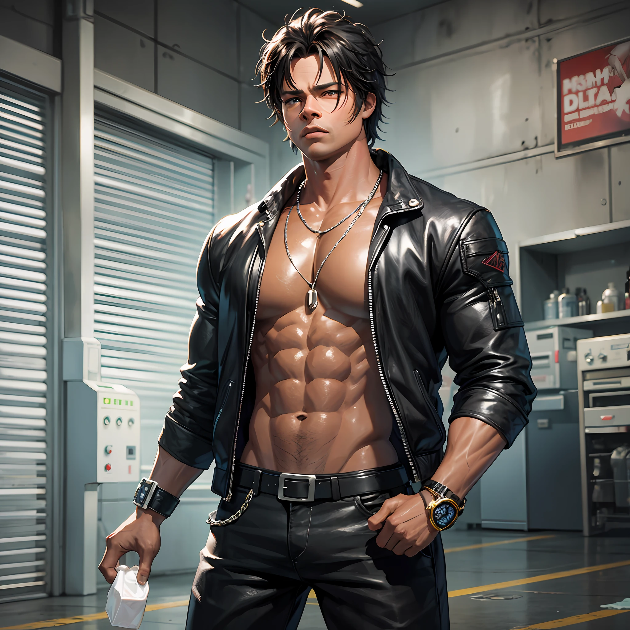 Black character, cartoonish, in pose as if it were the cover of Fight Club, holding soap like Brad Pitt, Unreal Engine 5, realistic, beautiful --auto --s2