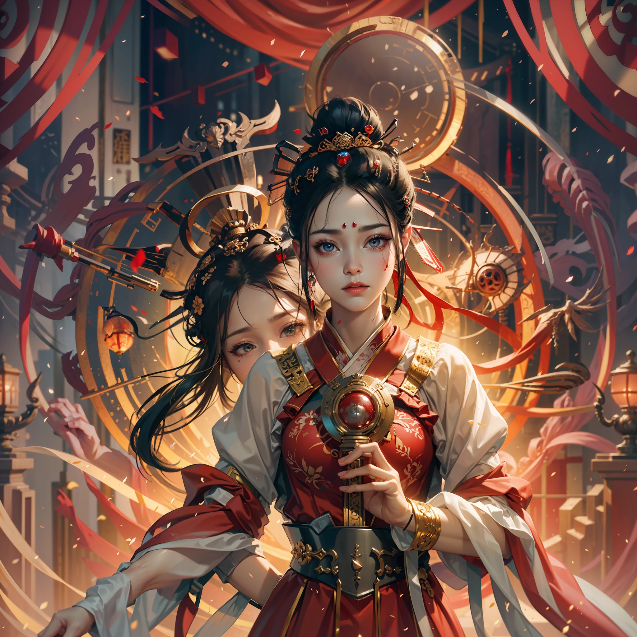Best Quality, Masterpiece, Ultra Detail, Extreme Detail, 8k Wallpaper, Realistic Details, Movie Lighting, Dynamic Angle, World Mastery Theater, Best Quality, Extremely Delicate Beautiful Girl, Perfect Face, Delicate Facial Features, Perfect Hands, Delicate Eyelashes, Delicate Eyes, Ancient Chinese Hairstyle, Peking Opera, Horror, Spooky Atmosphere, Darkness, Red Lantern, Spirit Rune, Puppet Body, Messy Study, Blood Stain, Bust, Melancholy Expression, Small Laugh, Blood Tears, Rose Petals, Red Candle, Side Look