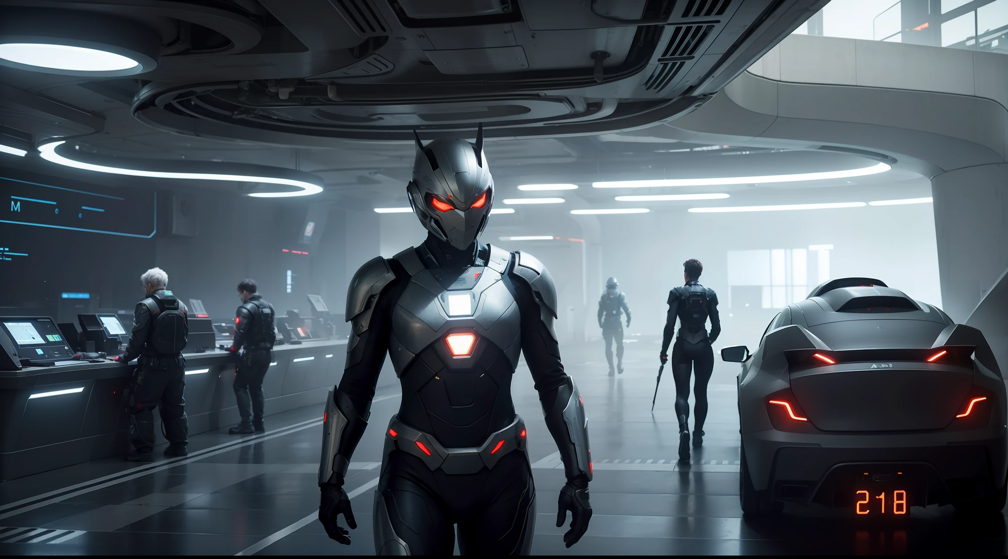 people working, futuristic environment and advanced technology, vibrant, photorealistic, realistic, dramatic, cinematic lighting, sharp focus, 8k