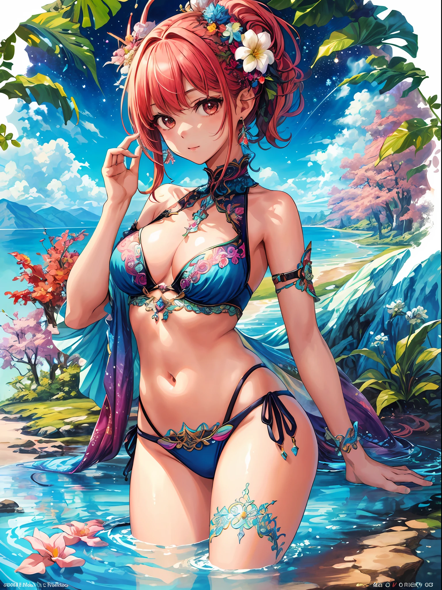 (Masterpiece, Top Quality, Best Quality, Official Art, Beautiful and Aesthetic: 1.2), (1 Girl), Very Detailed, (Fractal Art: 1.3), Colorful, Best Detailed, Close Up, Upper Body Focus, Fairy, Bikini, Naughty Girl,