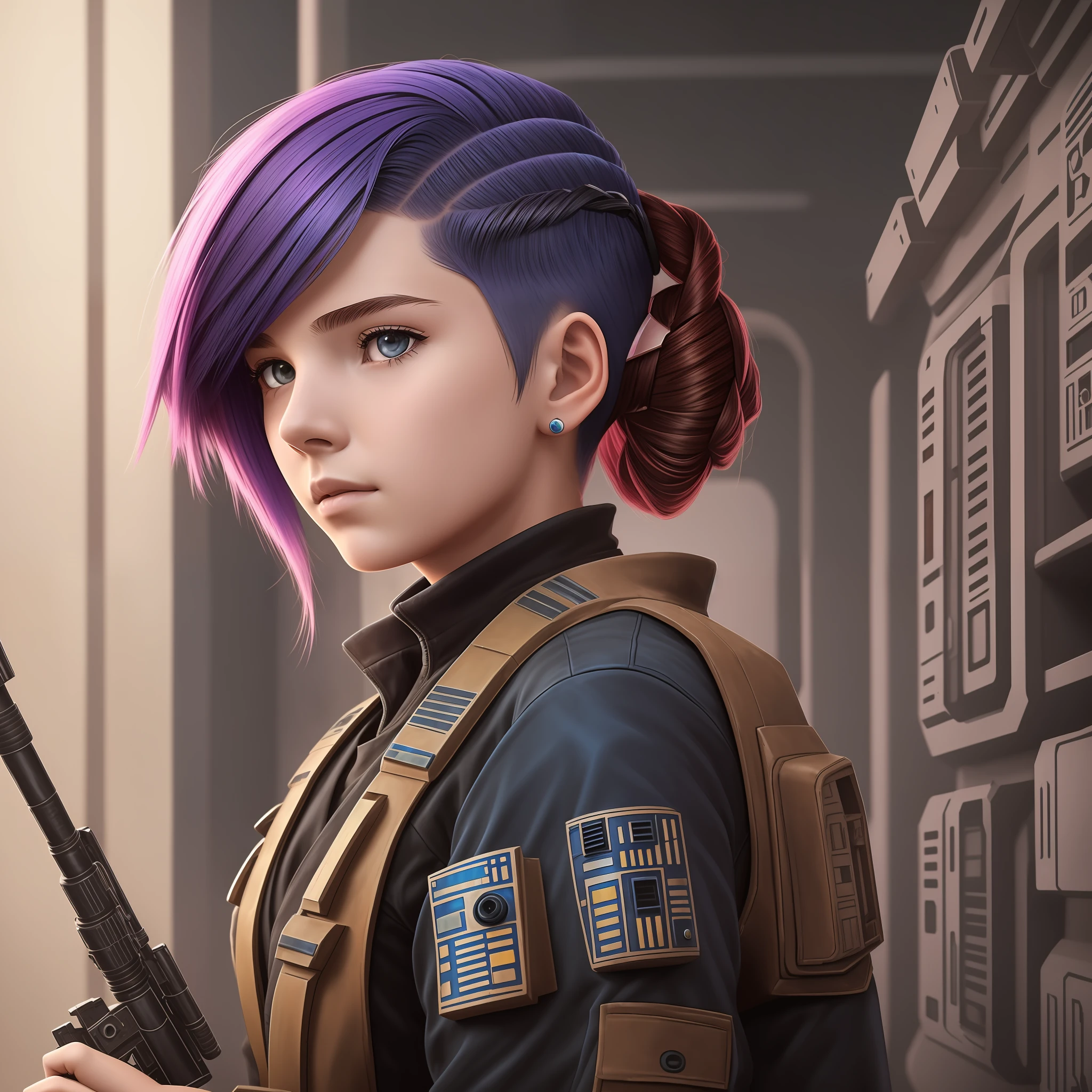 , girl, smuggler, dyed hair, undercut, science fiction environment, star wars environment --auto --s2