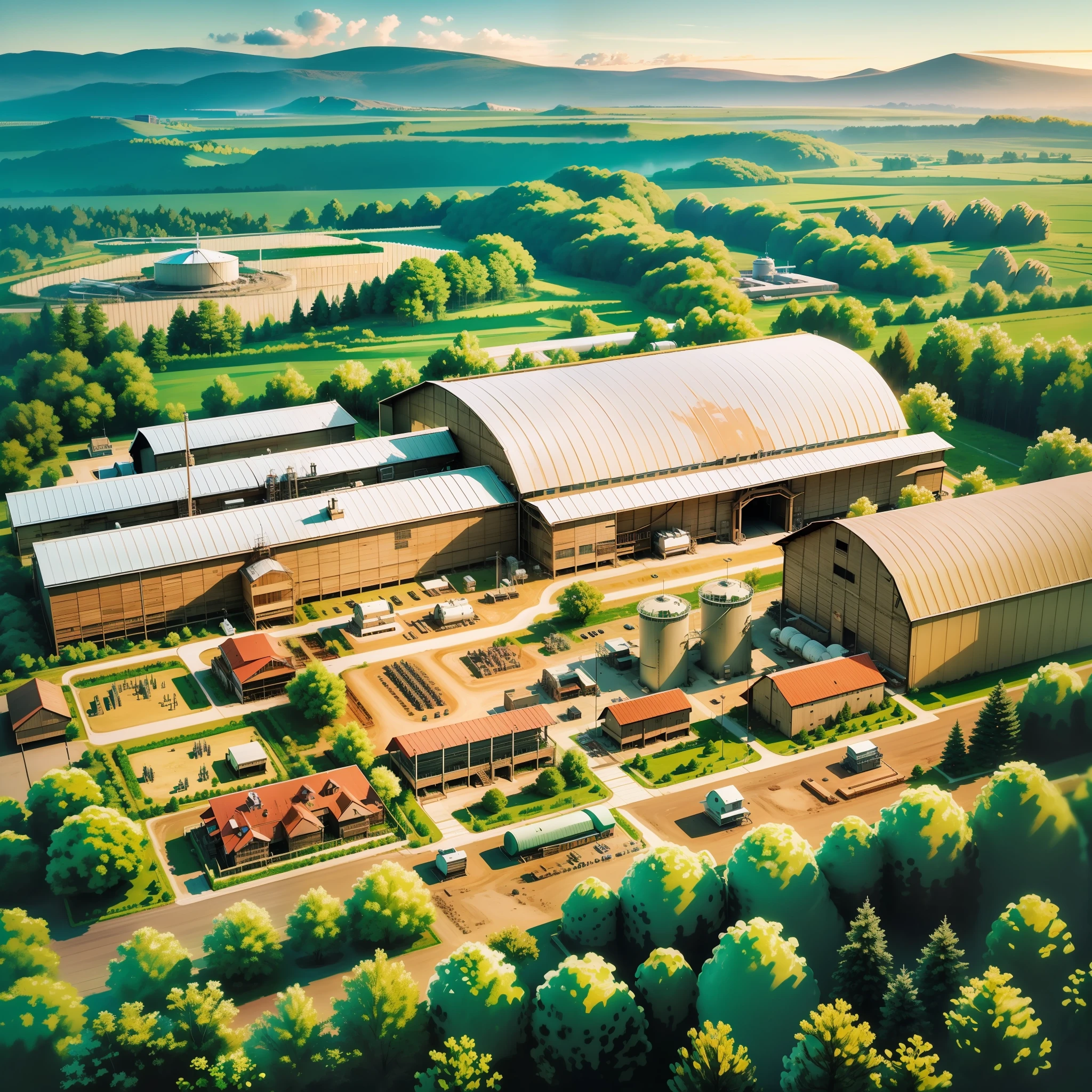 a rendering of a large white building with a lot of tanks, photo render, silo, chemical plant, cg rendering, high quality topical render, artistic render, high quality rendering, by Ben Zoeller, green gas spreading across land, production volume rendering, rendering of log pile factory, rendering, digital rendering, profile image, octrane render, propane tanks, description