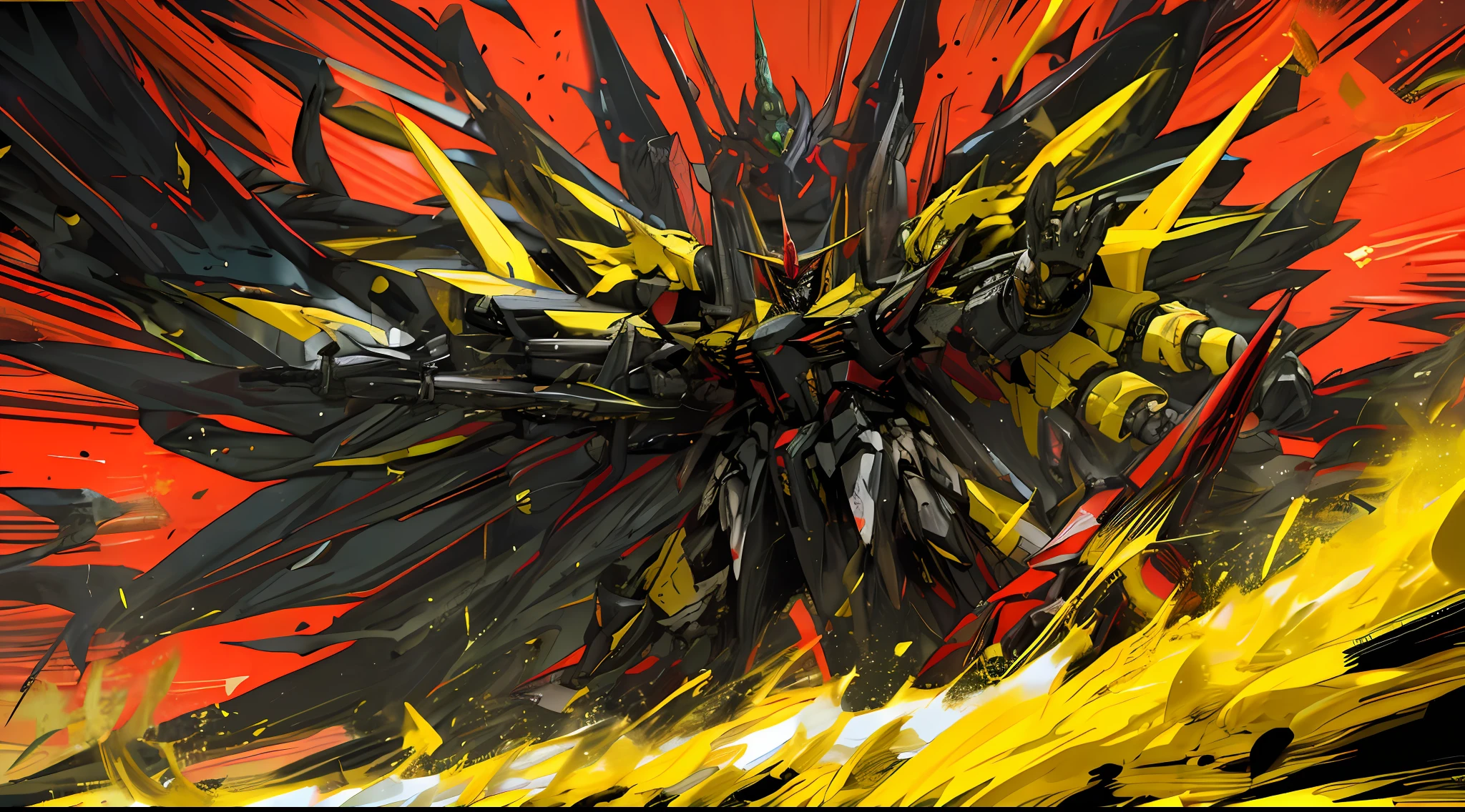 black and yellow, a gurren laggan mecha war in the cosmo