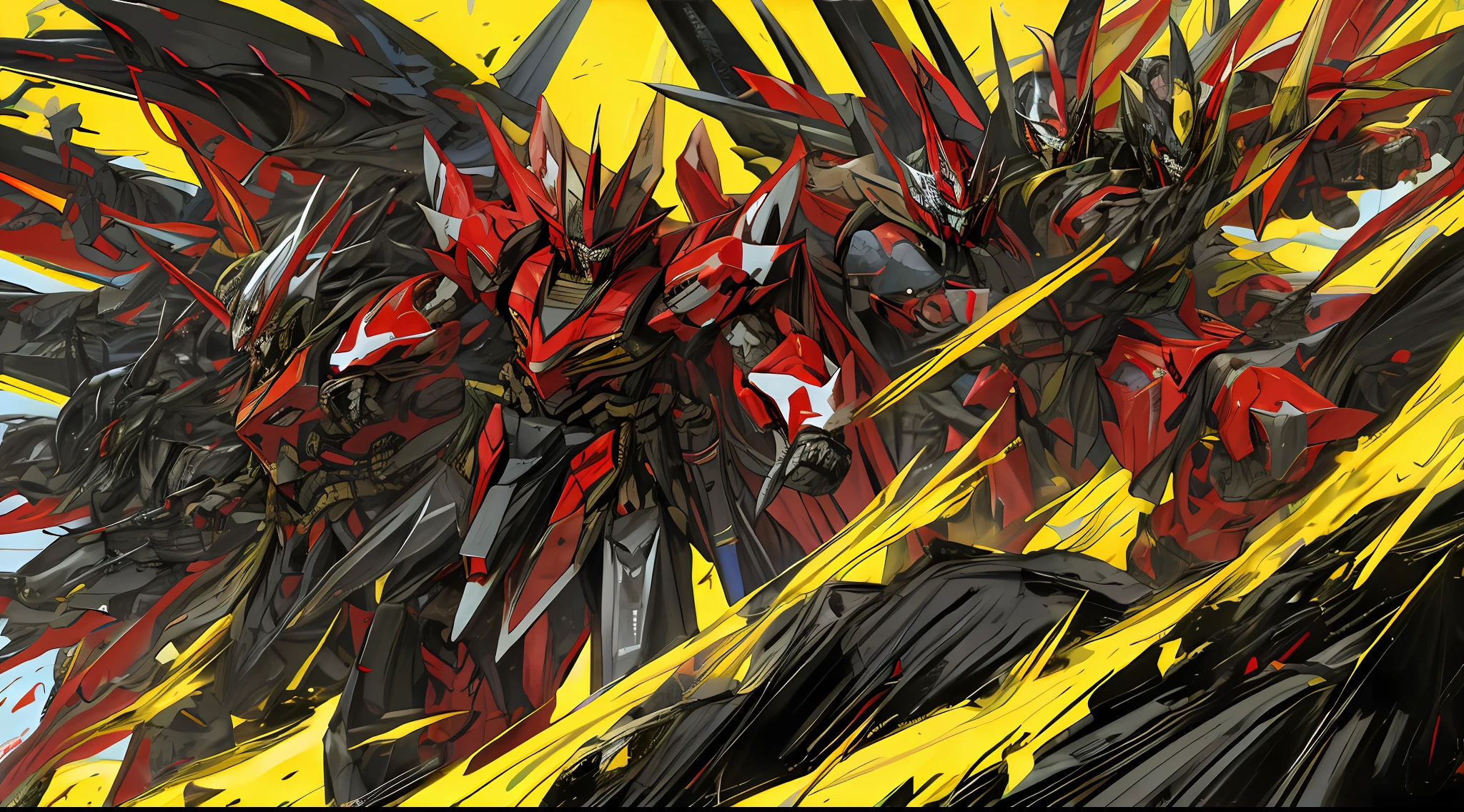 black and yellow, a gurren laggan mecha war in the cosmo