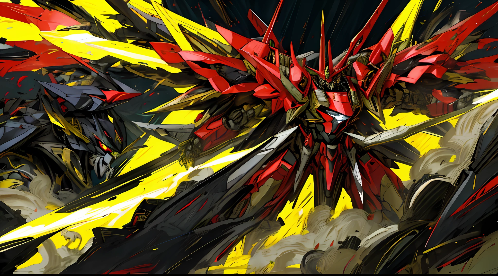 black and yellow, a gurren laggan mecha war in the cosmo