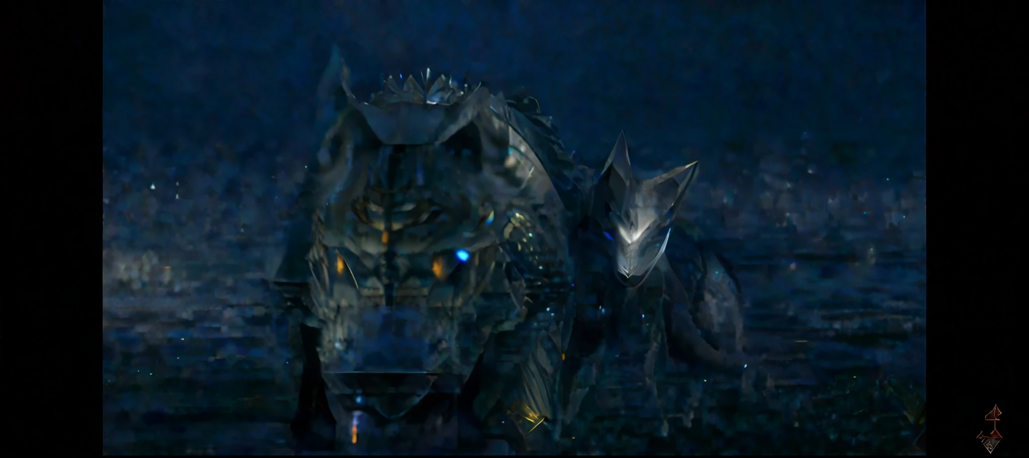 wolf knight, finely detailed armor, intricate design, silver, silk, cinematic lighting, 4k