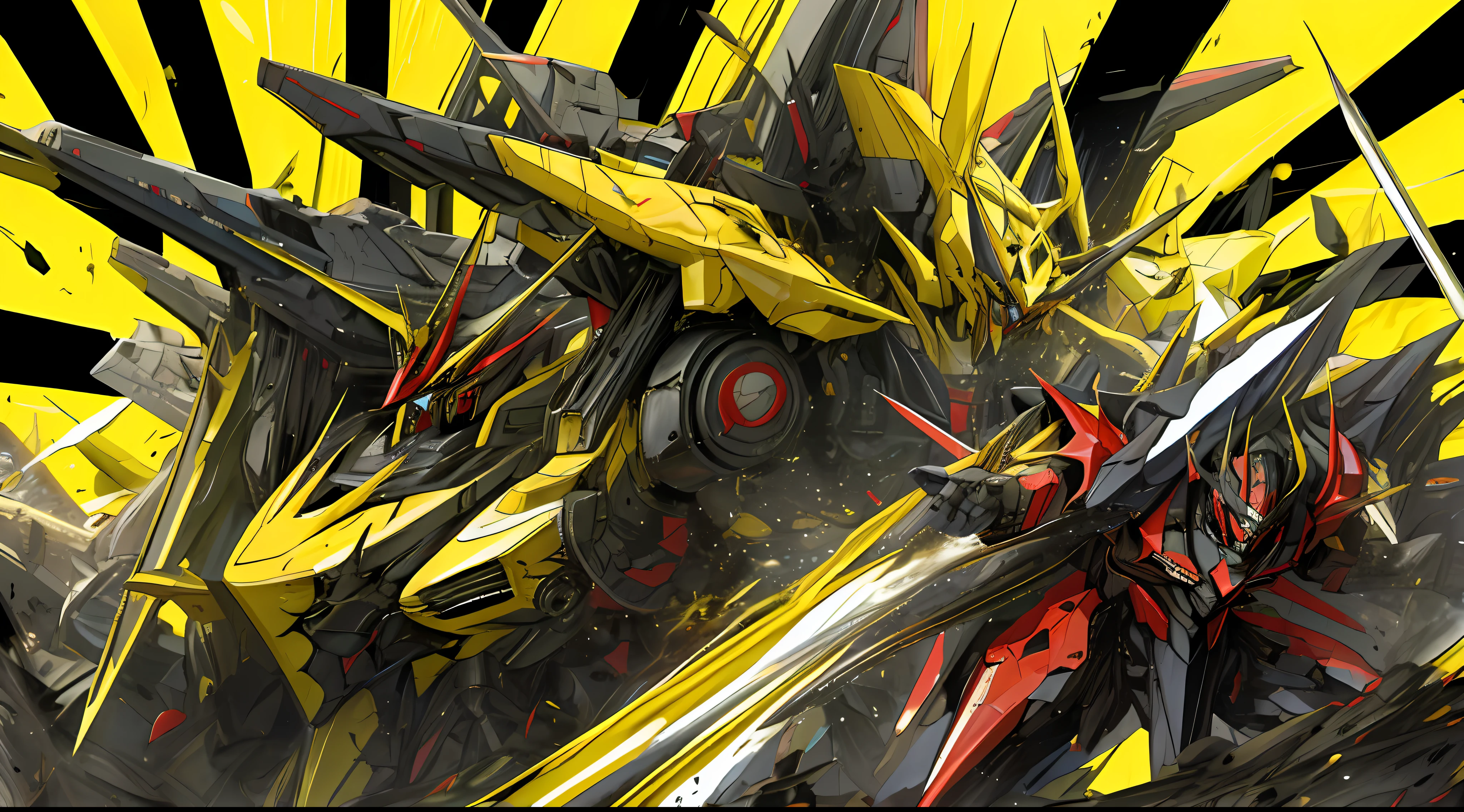 black and yellow, a gurren laggan mecha war in the cosmo