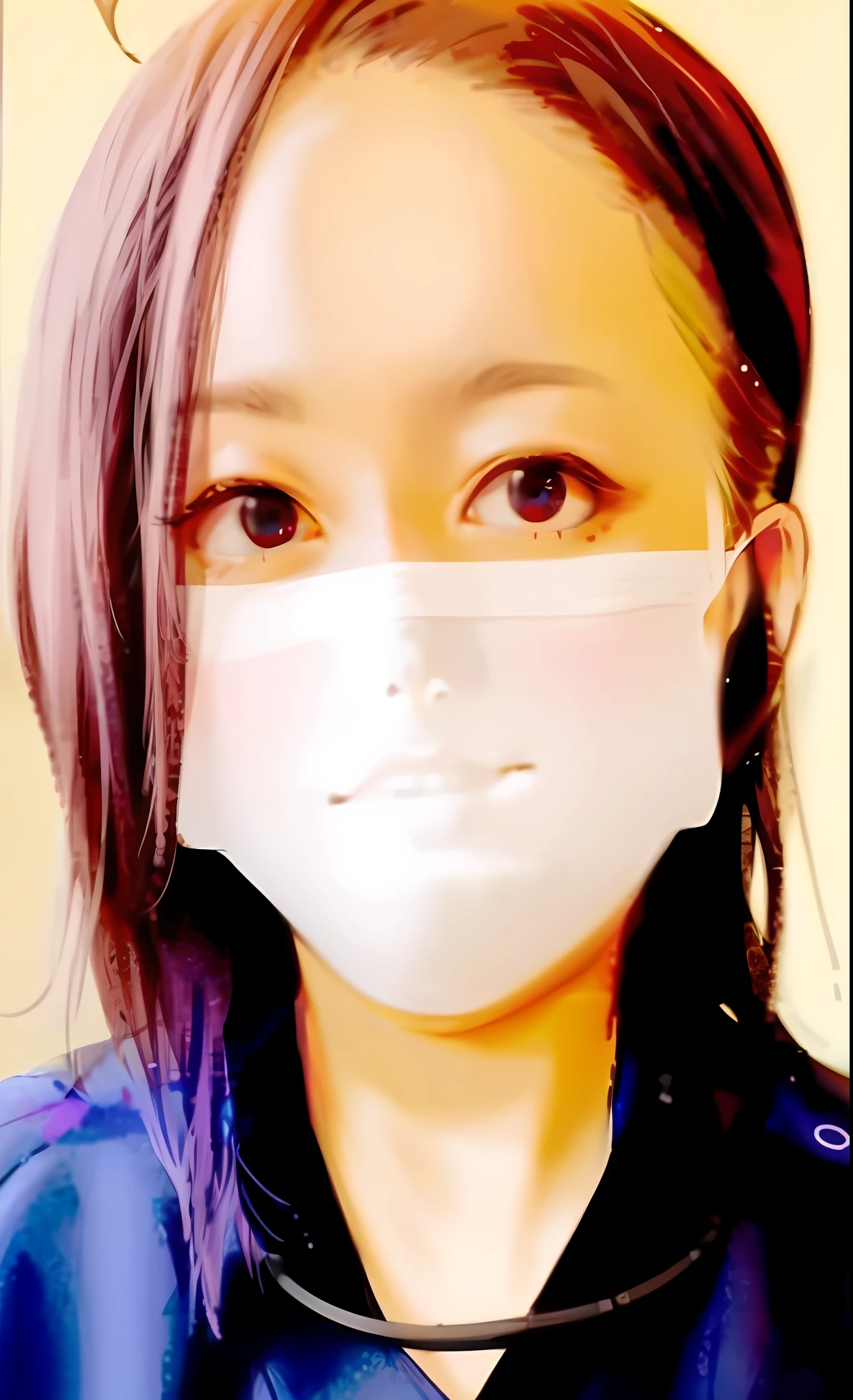 4K, Masterpiece, highres, absurdres,natural volumetric lighting and best shadows, deep depth of field, sharp focus, soft delicate beautiful attractive face,vandread,blonde Nadia with sunglasses and a choker , smiling, vandread drawing style,
1girl, solo, black hair, hair ornament, upper body, flower, japanese clothes, hair flower, kimono, hair bun, blurry, lips, blurry background, floral print, realistic, red kimono, with a edgJapan haircut