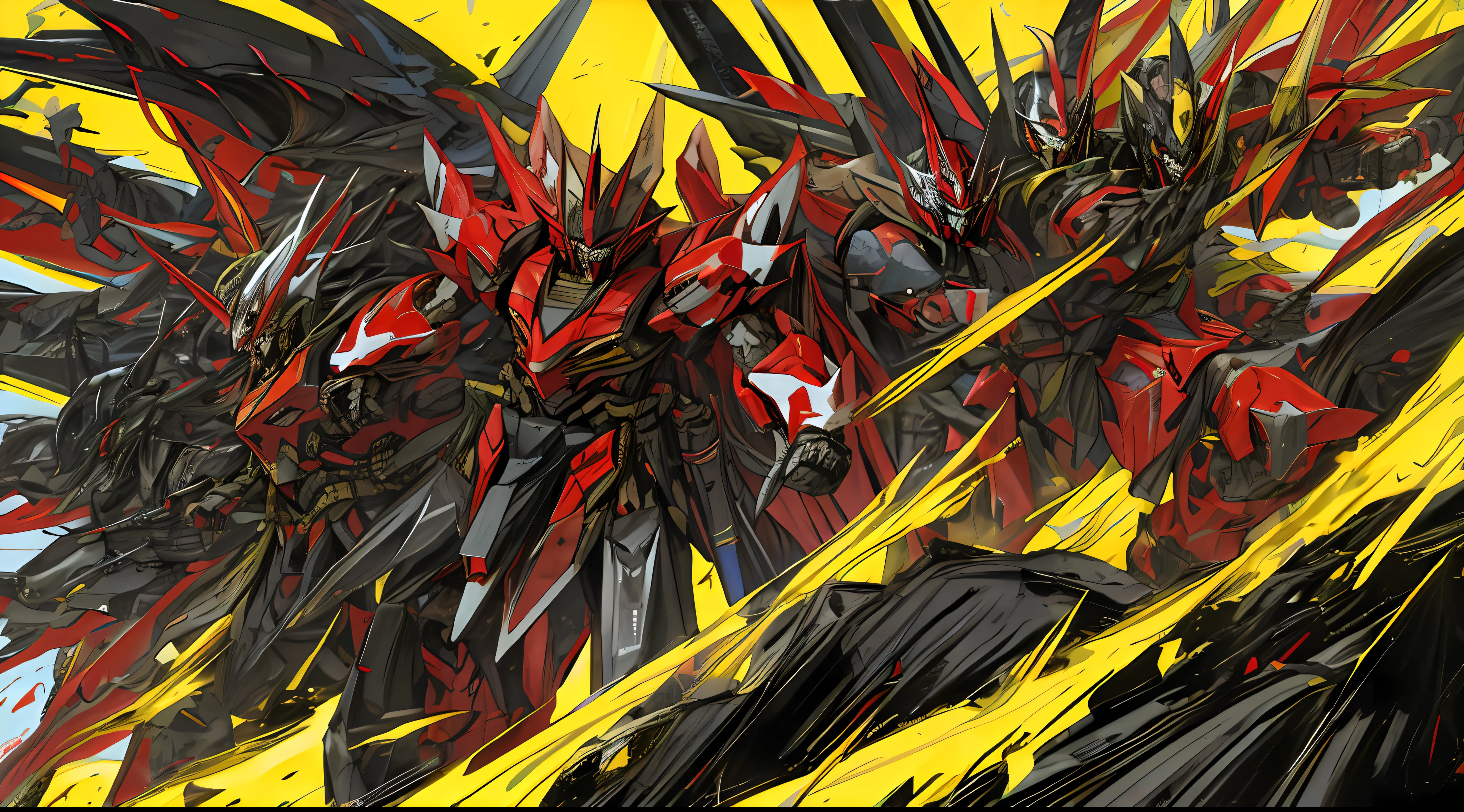 black and yellow, a gurren laggan mecha war in the cosmo