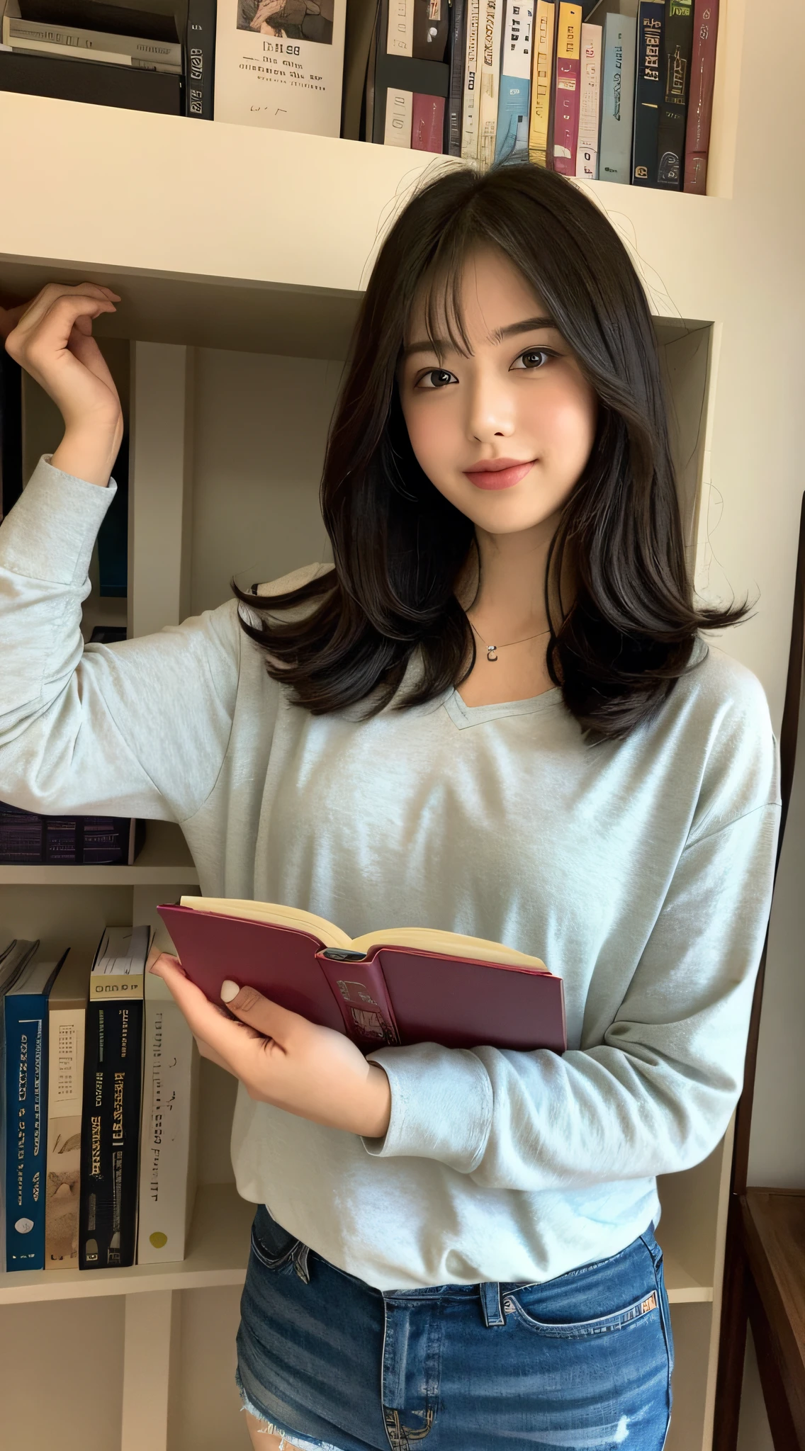 hands holding out a big book she recommends
