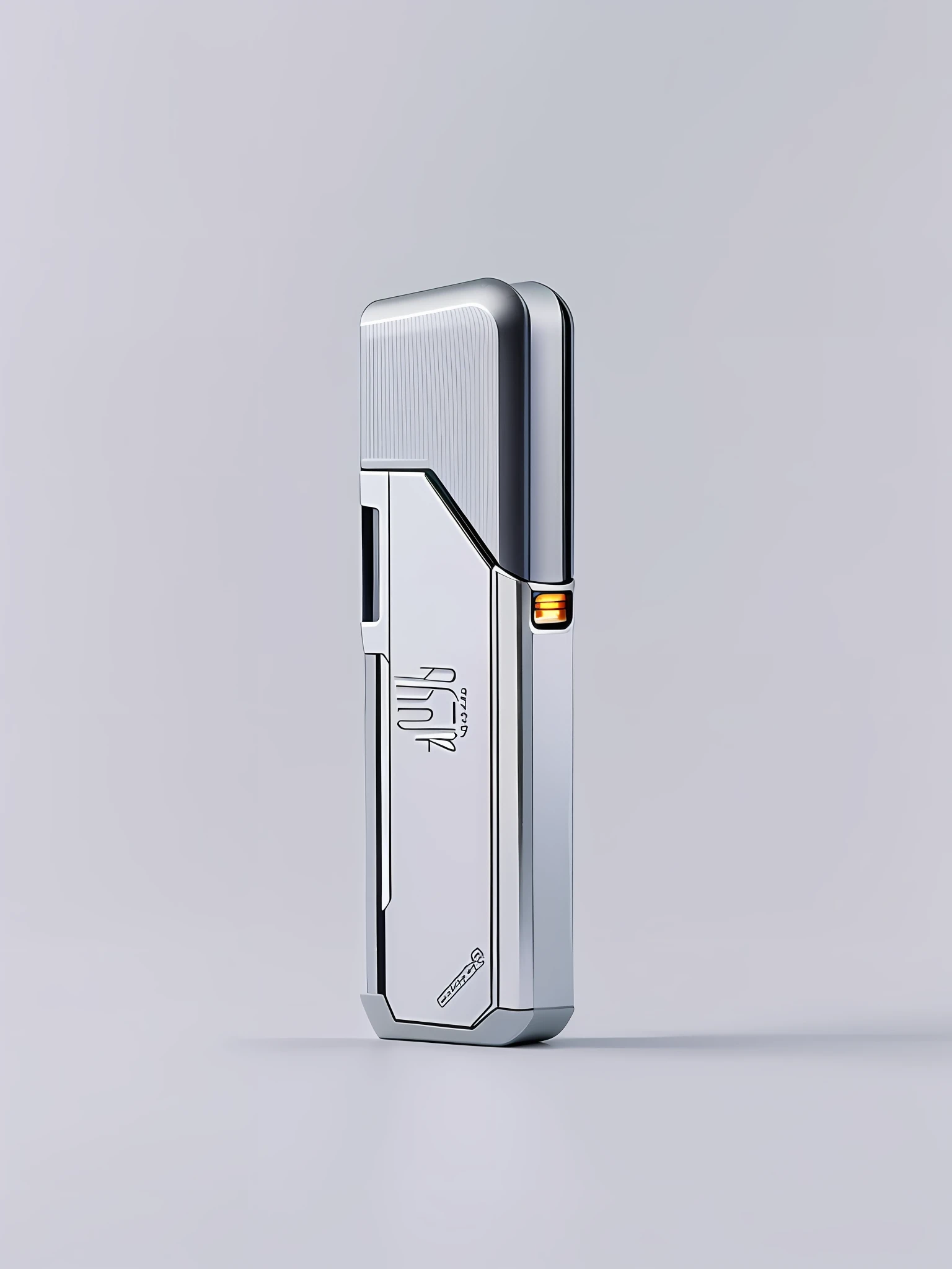 A minimalist futuristic style lighter, concept art lighter, studio lighting, product design lens, 1200 dpi, 1 2 0 0 dpi, product design rendering, 1 8 0 0 dpi, detailed product image, on white background, digital art H 9 6 0, f/8, f/8