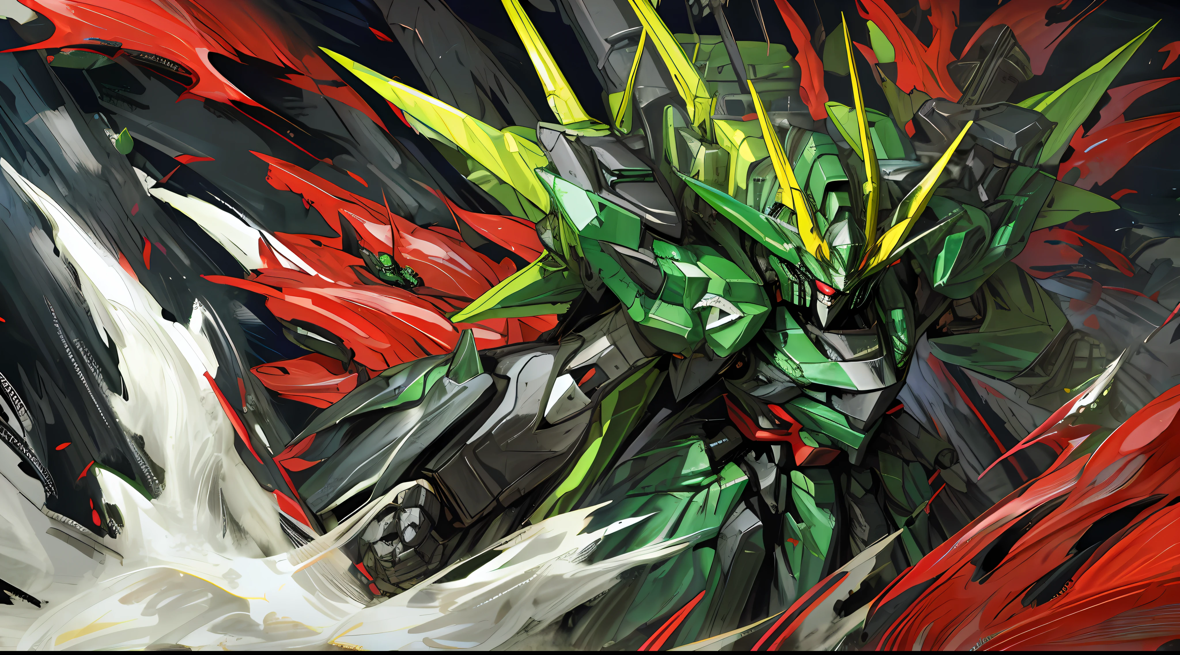 black and green, a gurren laggan mecha war in the cosmo
