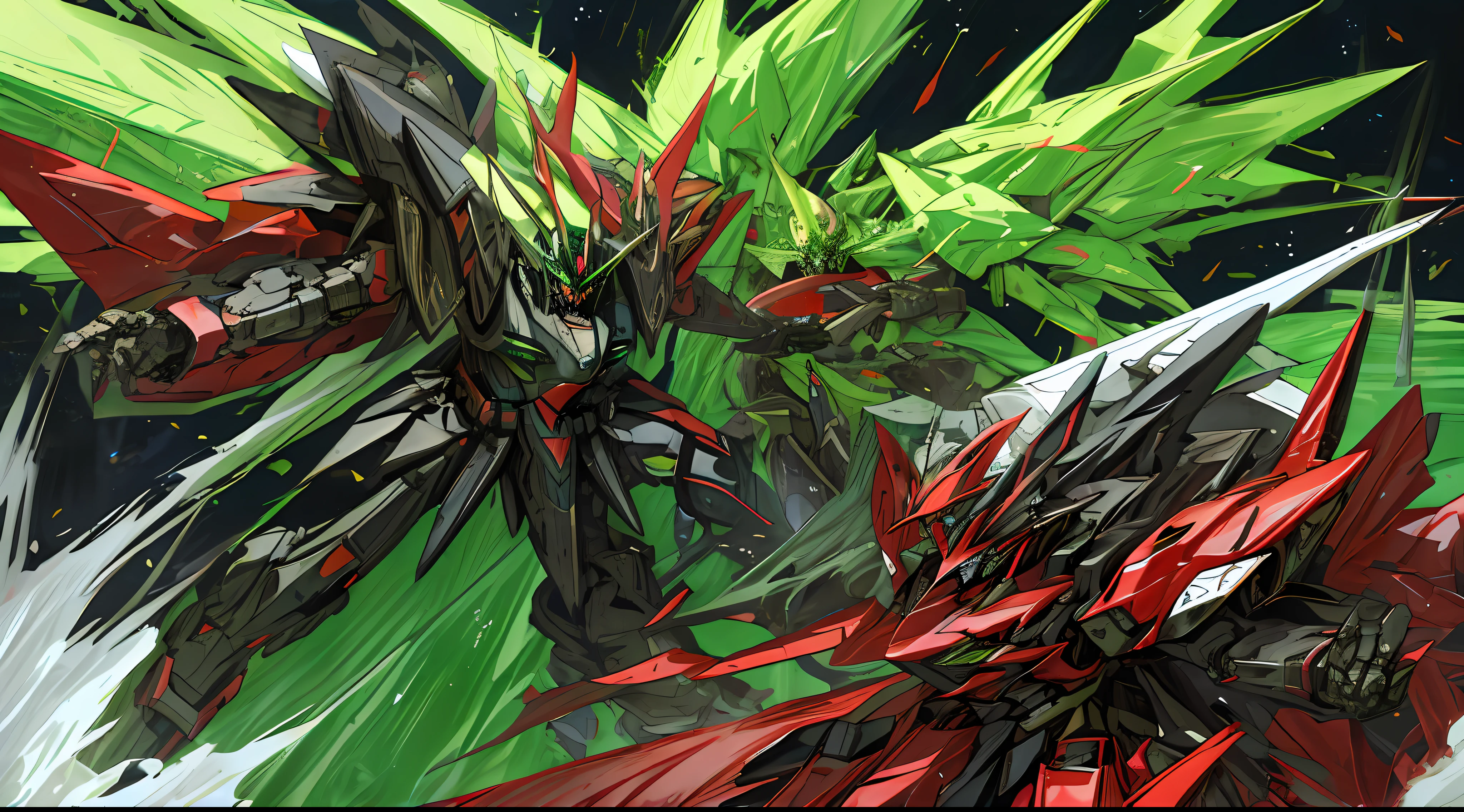 black and green, a gurren laggan mecha war in the cosmo