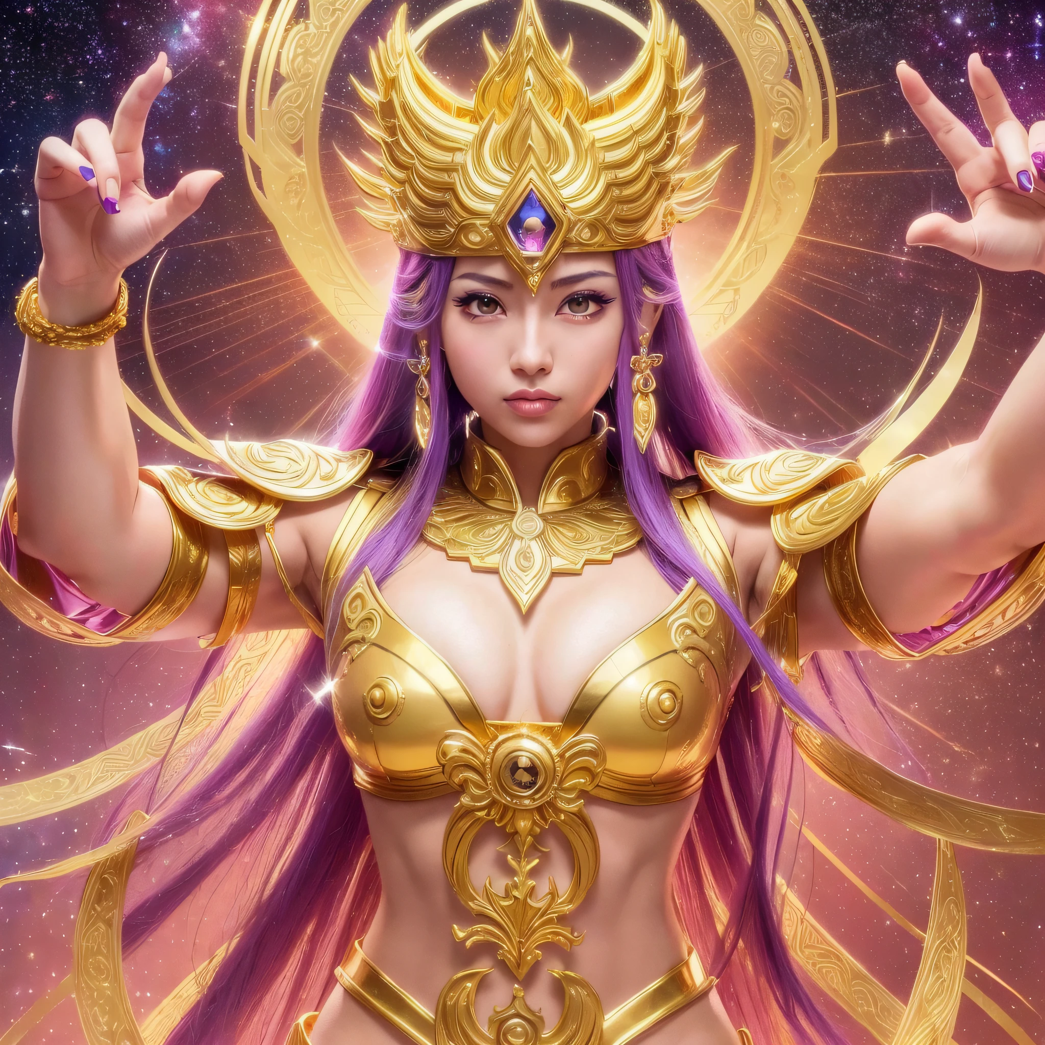 Saint Seiya, Female Gold Saint, 12 Palaces, Divine, Divine Element, Empress, (((Perfect Body)), Attractive Eyes, (((Make eye contact)), Random Pose, Cosmo, 5 Fingers, 4k, (Action Pose), see here,