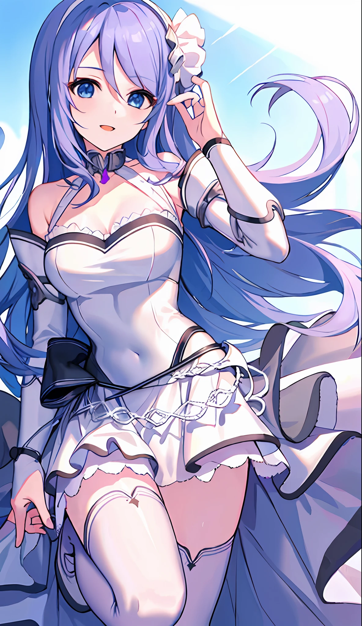 18 year old beautiful girl, masterpiece, top quality, 8K animation, detailed fingers, precise fingers, not unnatural hands, illustration, 1 girl, solo, white mini skirt, white knee socks, SIZURU