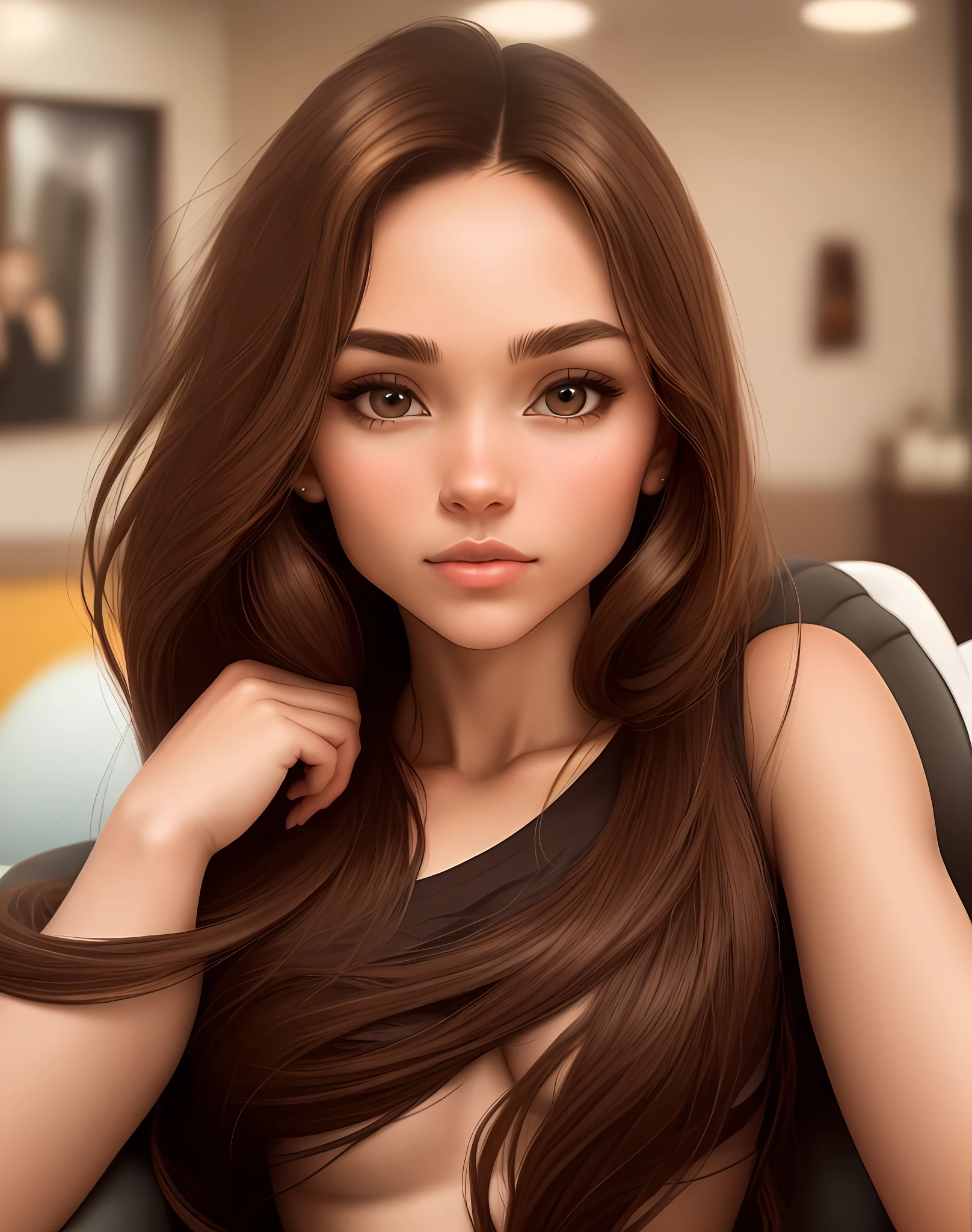 Creates an avatar ,with the face of the photo and with arm in excellent quality caramel brown eyes Sensual mouth and breasts well motellado,in legs of a person of 1.66 height in excellent quality